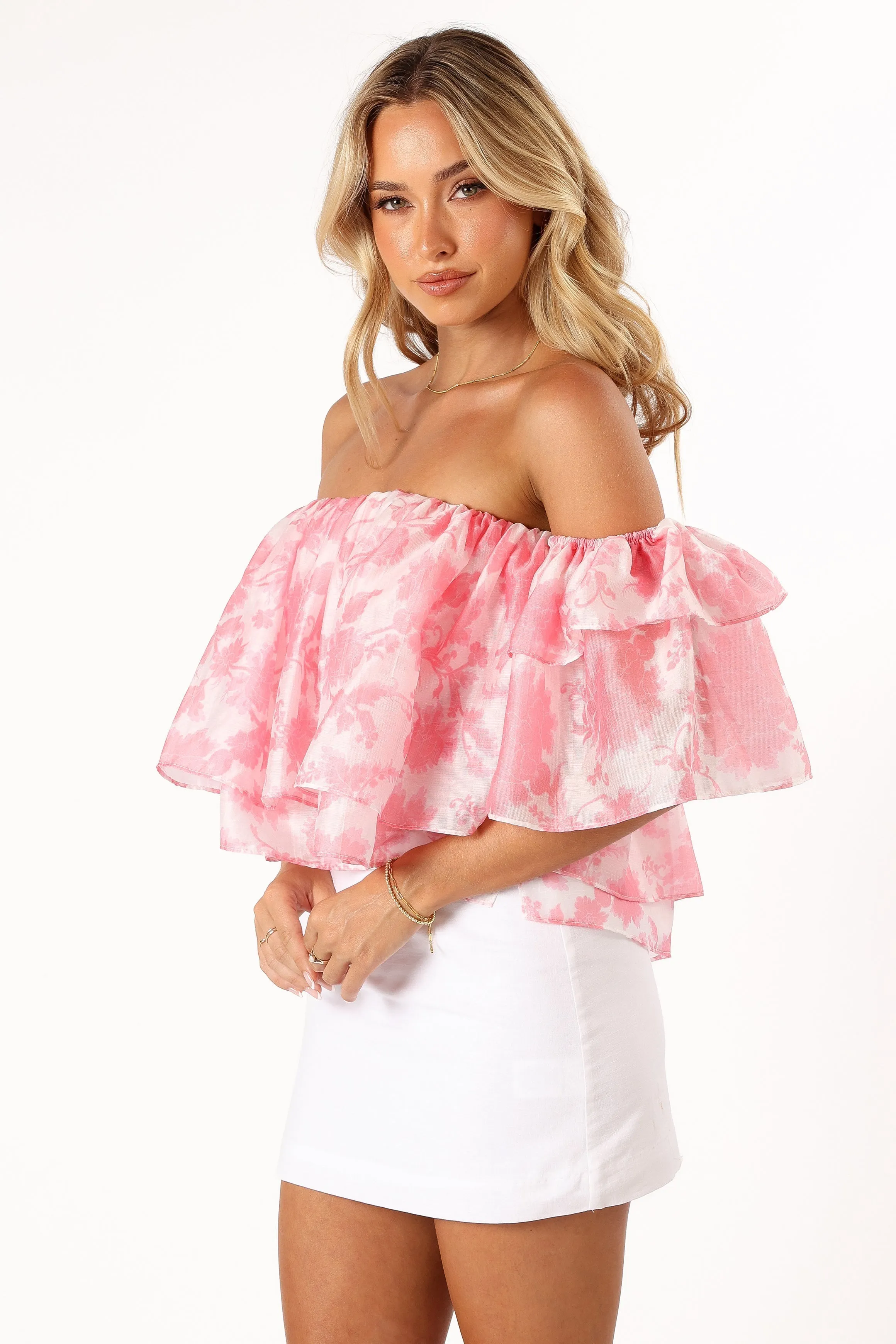Deedi Off Shoulder Top - Pink Floral sold by Petal & Pup product image thumbnail 5