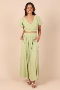 Cecily High Waisted Maxi Skirt - Sage sold by Petal & Pup
