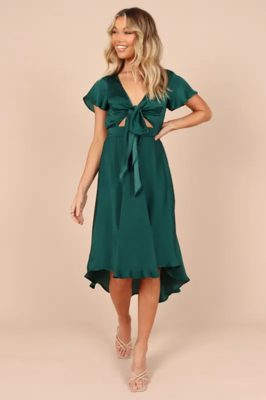 Amanda Hi Lo Tie Front Dress - Emerald sold by Petal & Pup