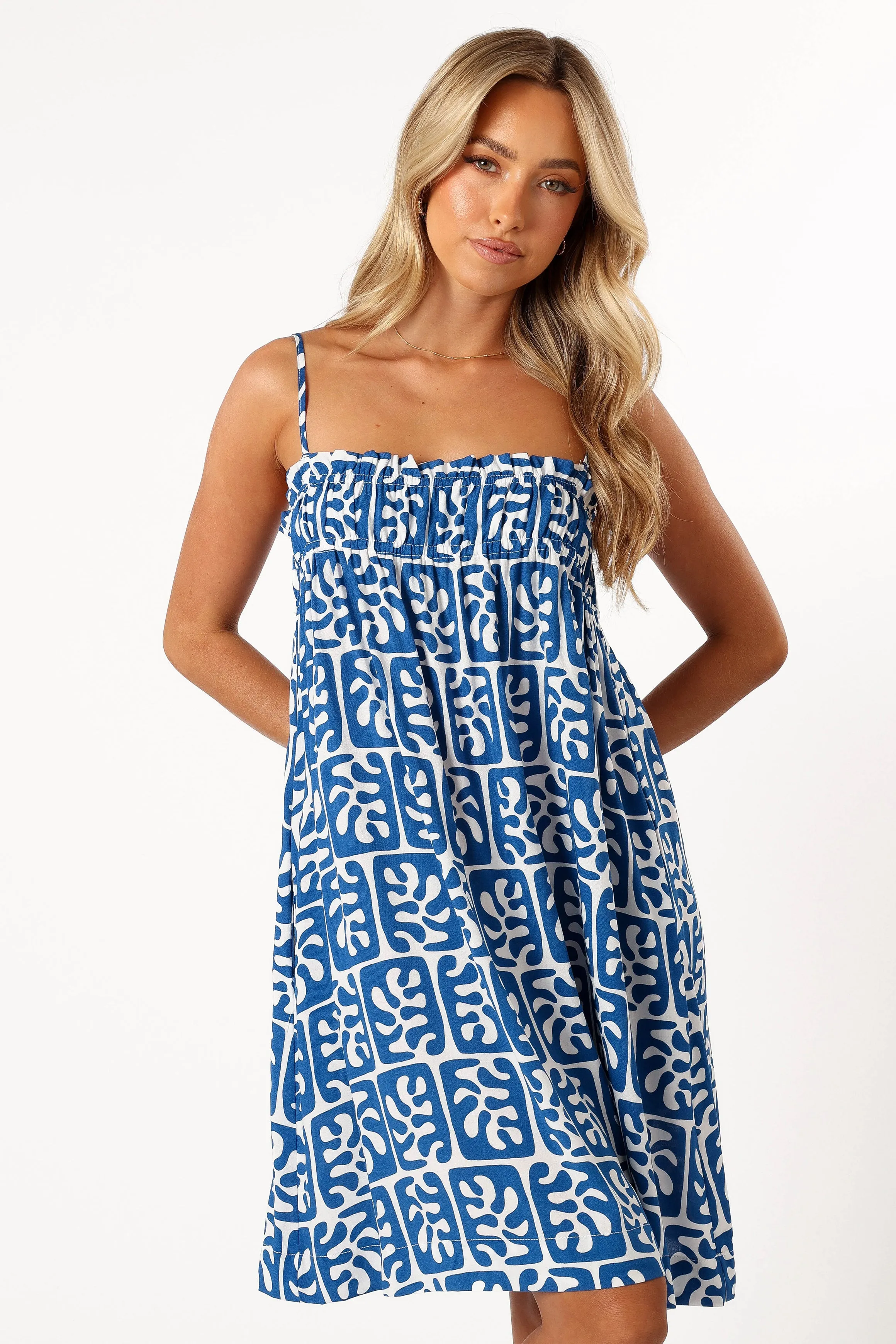 Neroda Mini Dress - Blue Print sold by Petal & Pup