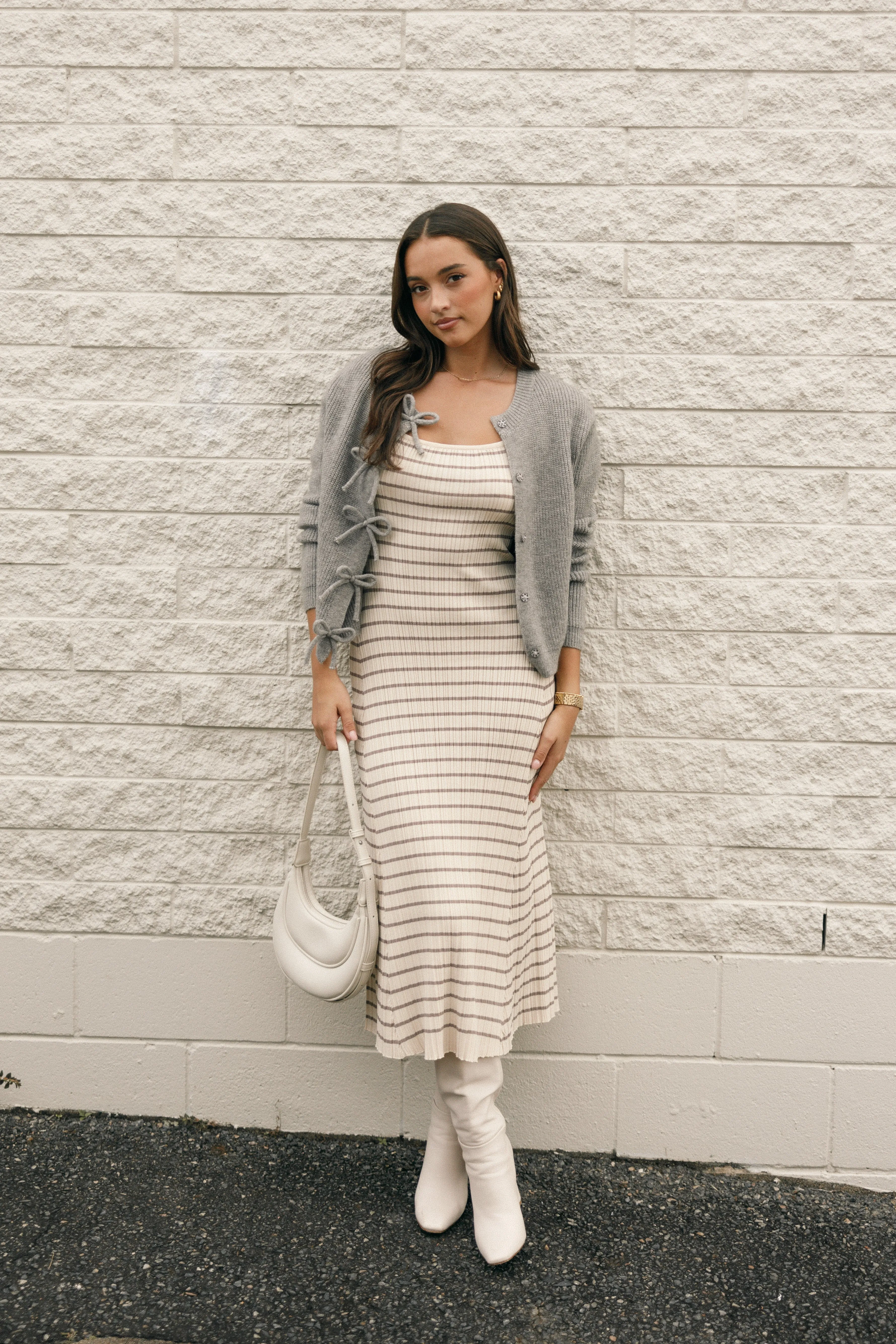 Henry Striped Dress - Cream/Mocha sold by Petal & Pup