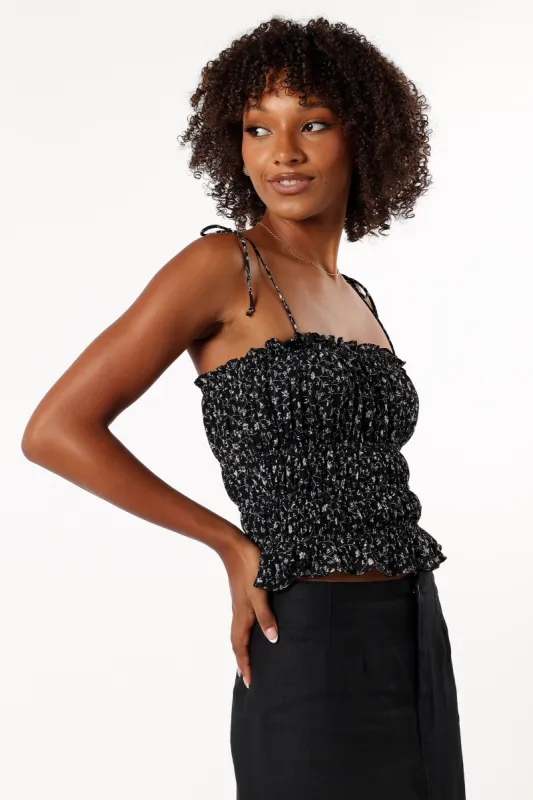Allison Ruffle Top - Black Off White sold by Petal & Pup