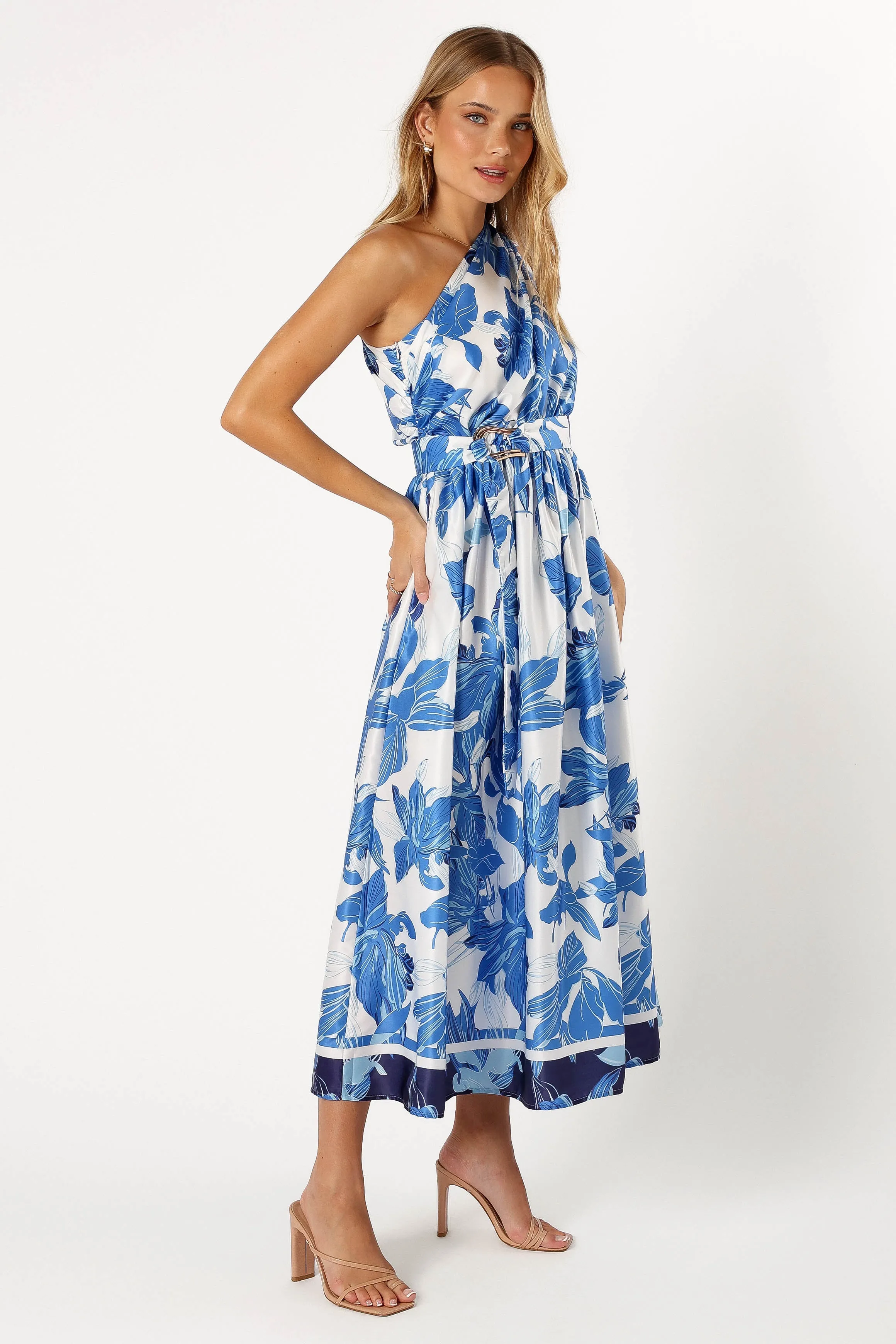 Naomi One Shoulder Midi Dress - Blue Floral sold by Petal & Pup product image thumbnail 5