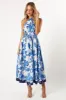 Naomi One Shoulder Midi Dress - Blue Floral sold by Petal & Pup