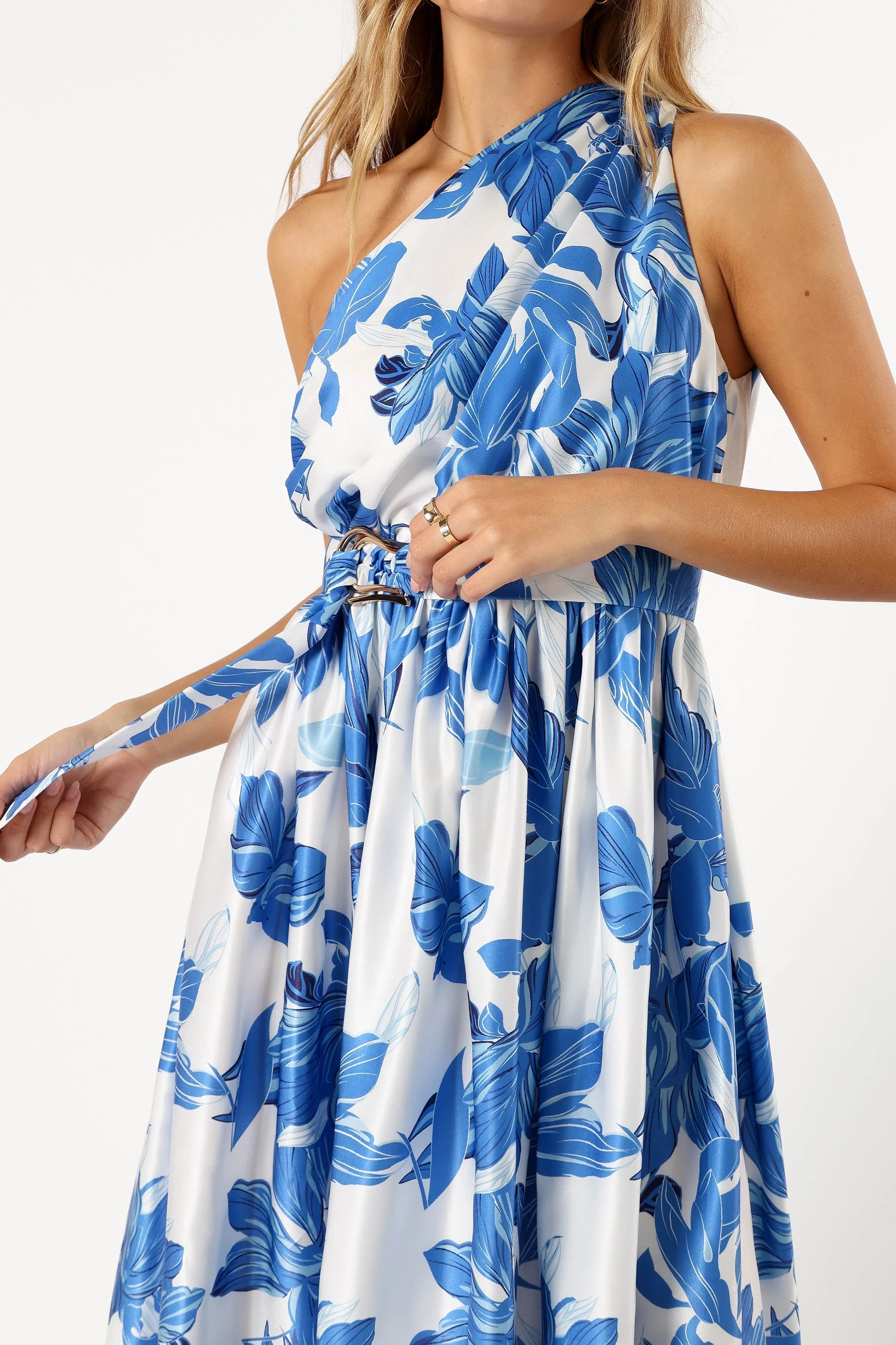 Naomi One Shoulder Midi Dress - Blue Floral sold by Petal & Pup product image thumbnail 2