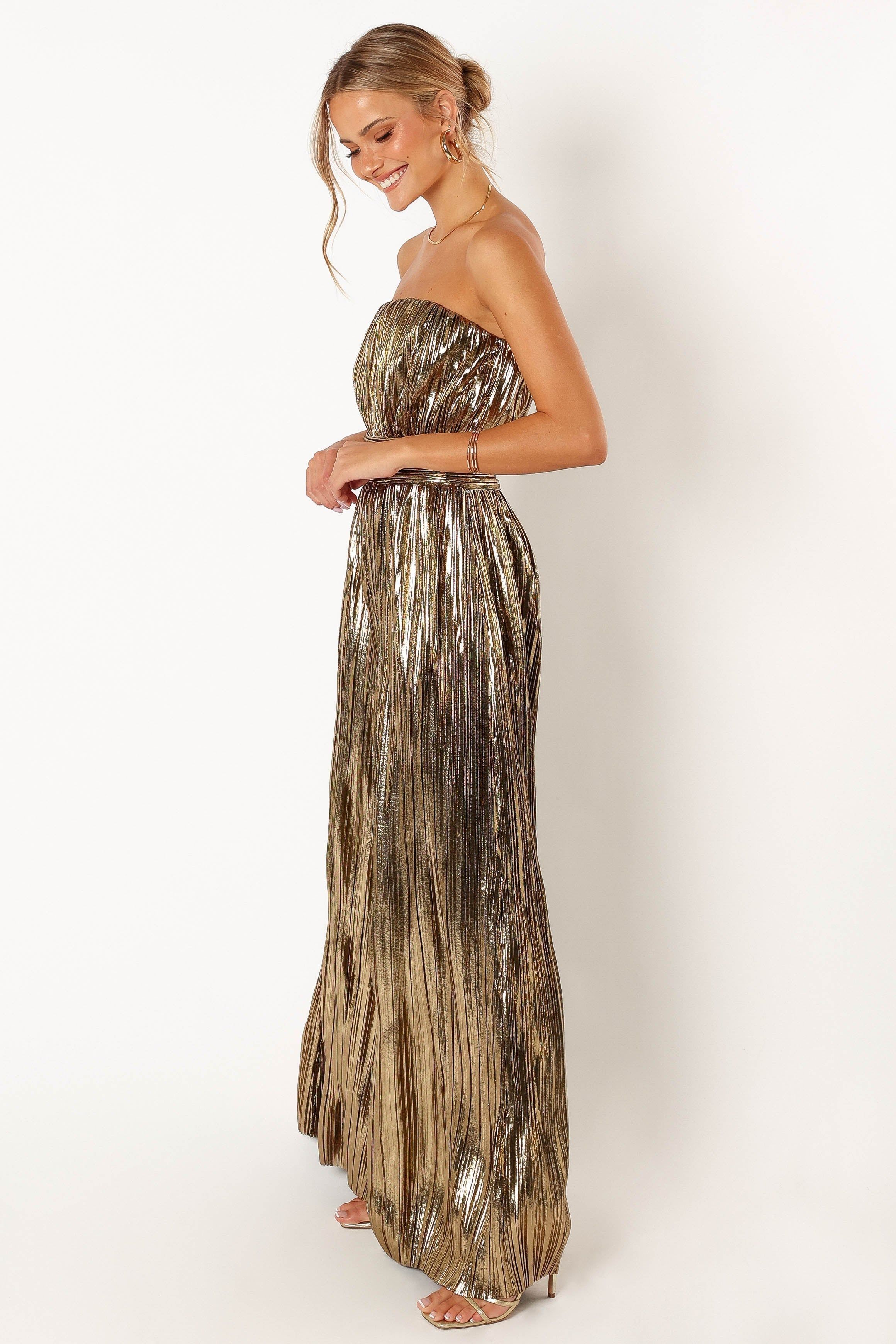 Kerry Pleat Jumpsuit - Gold sold by Petal & Pup product image thumbnail 4
