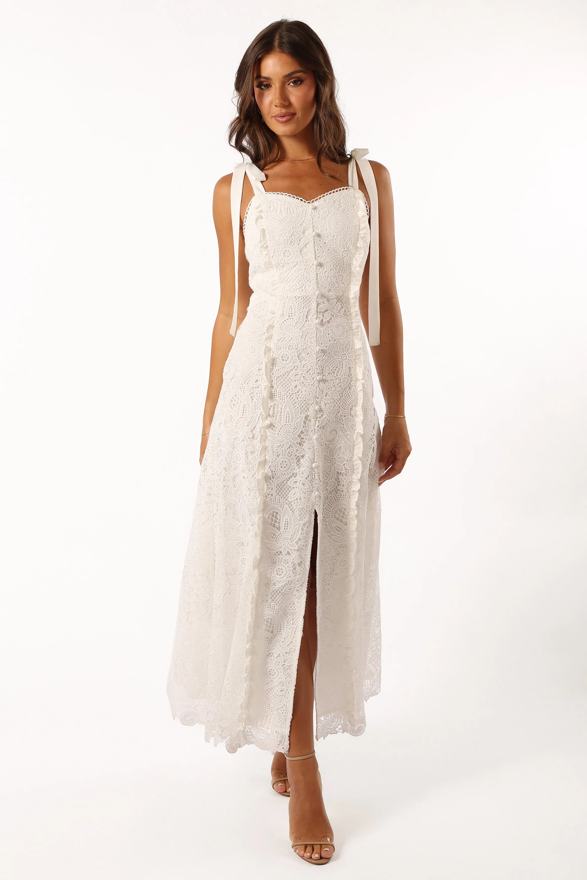 Jagger Midi Lace Dress - White sold by Petal & Pup