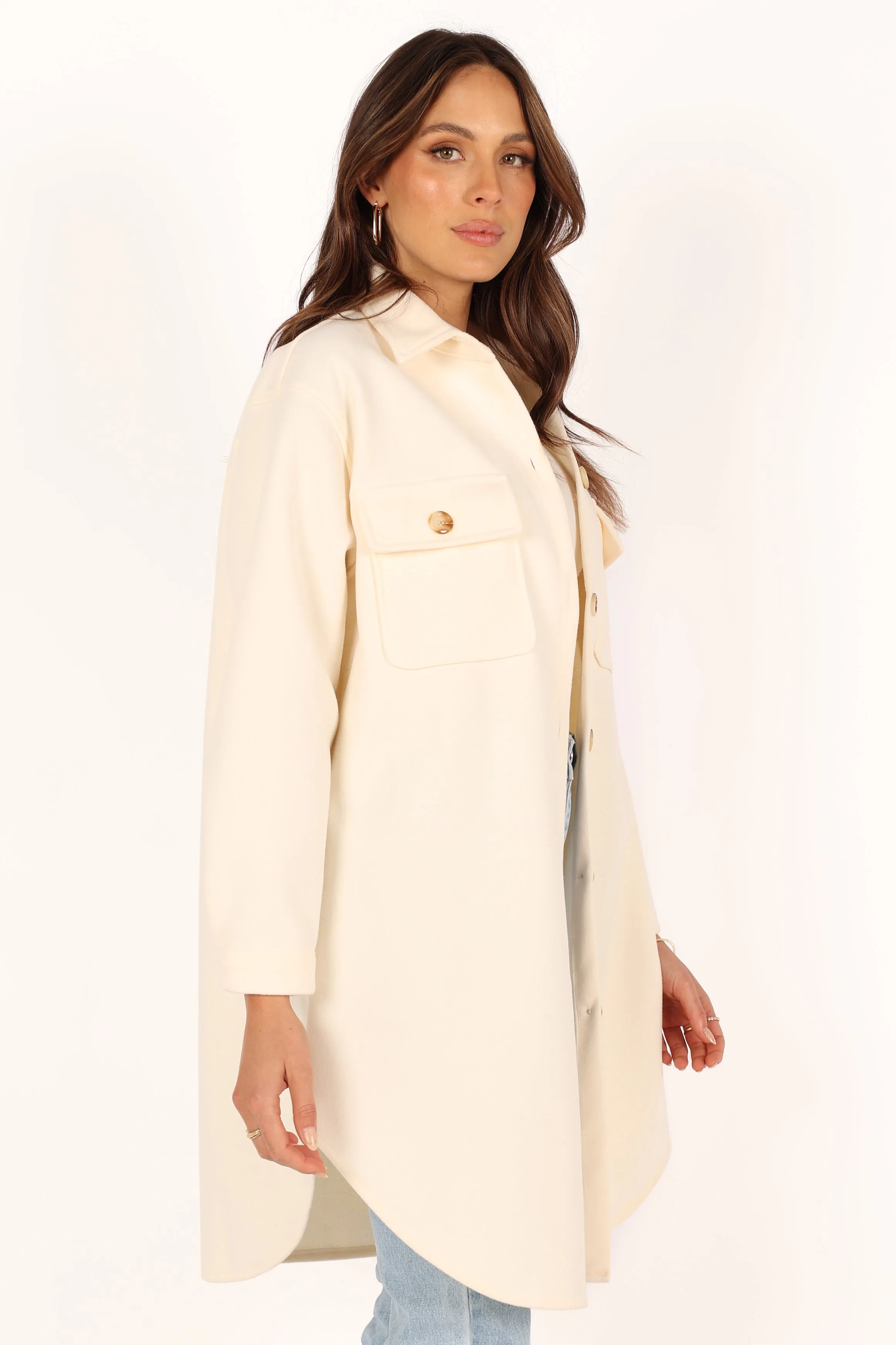 Elodie Double Pocket Shacket - Cream sold by Petal & Pup product image thumbnail 5