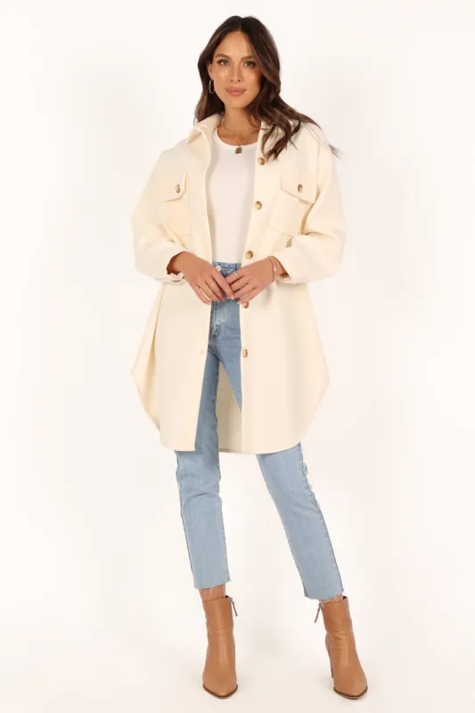 Elodie Double Pocket Shacket - Cream sold by Petal & Pup