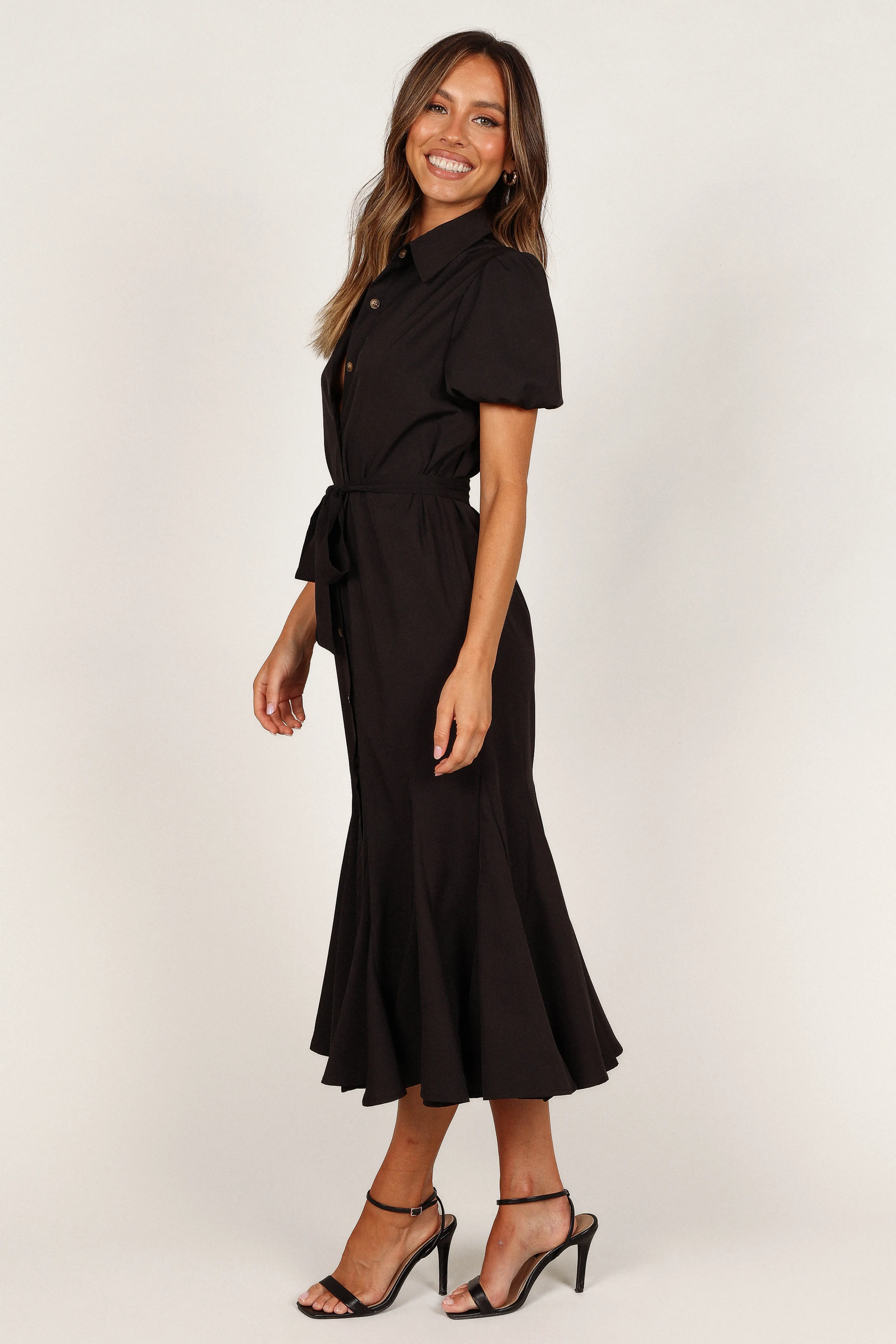 Gabrielle Button Down Midi Dress - Black sold by Petal & Pup product image thumbnail 3