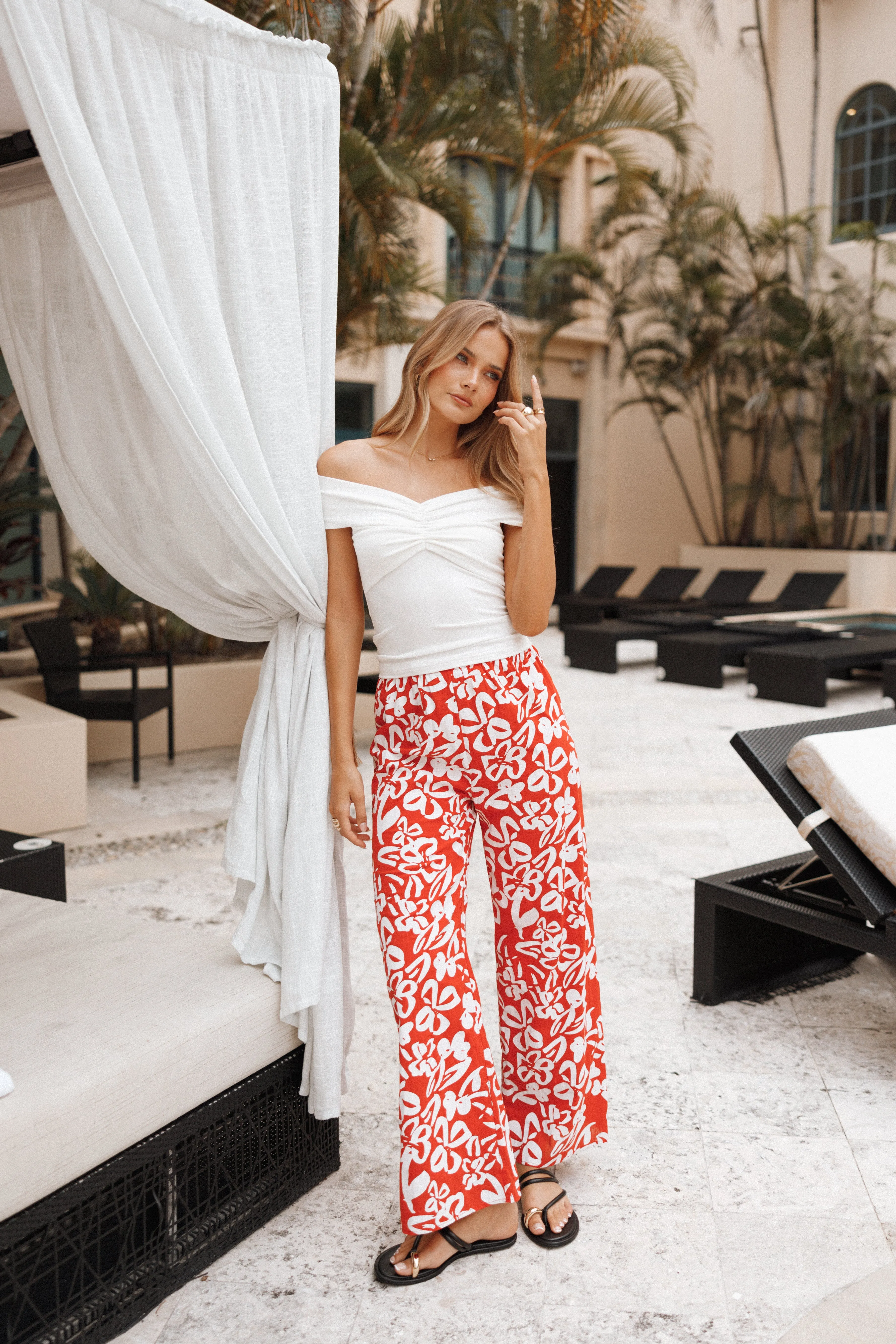 Luna Pants - Red Floral sold by Petal & Pup