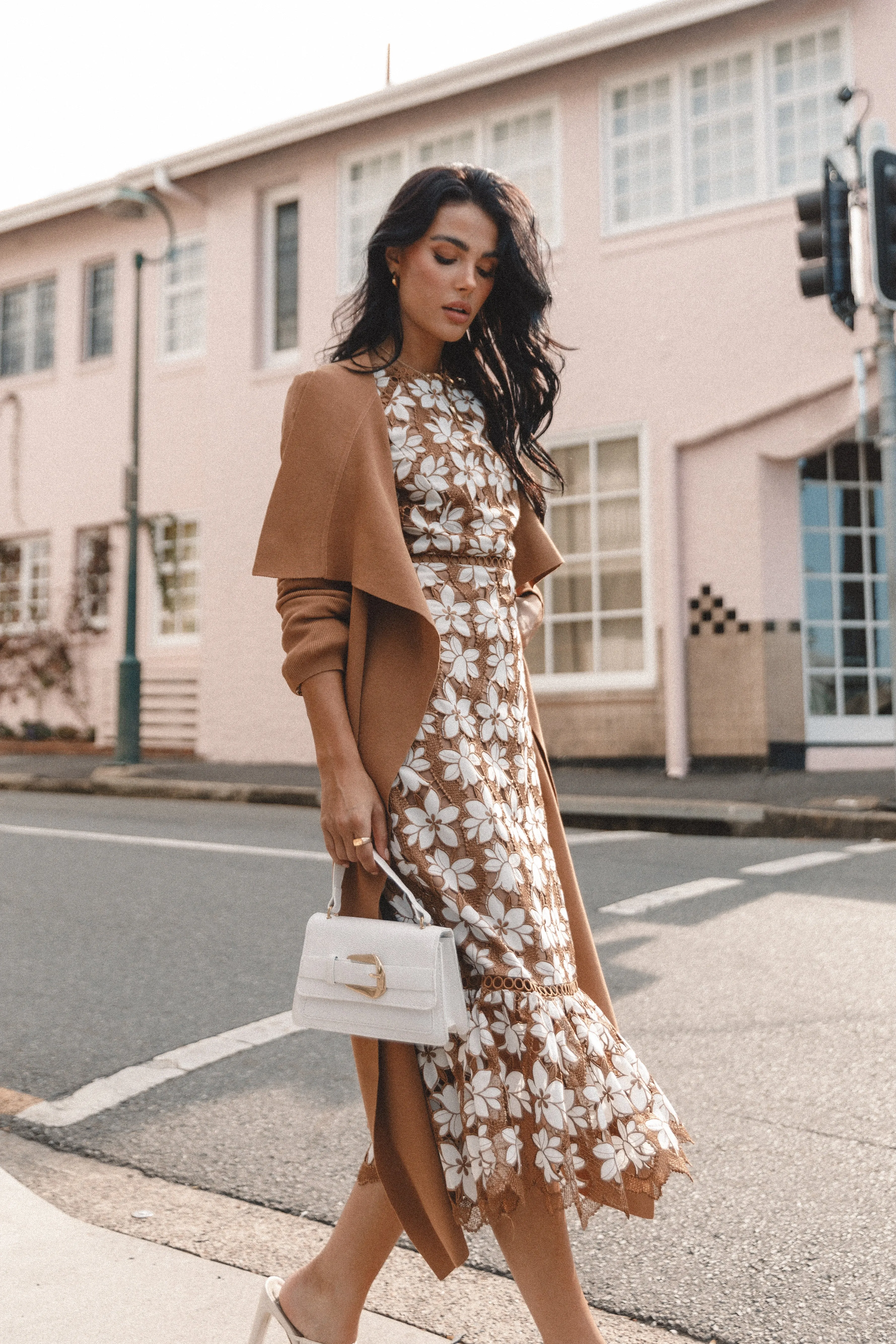 Pierre Long Sleeve Lace Maxi Dress - Mocha sold by Petal & Pup