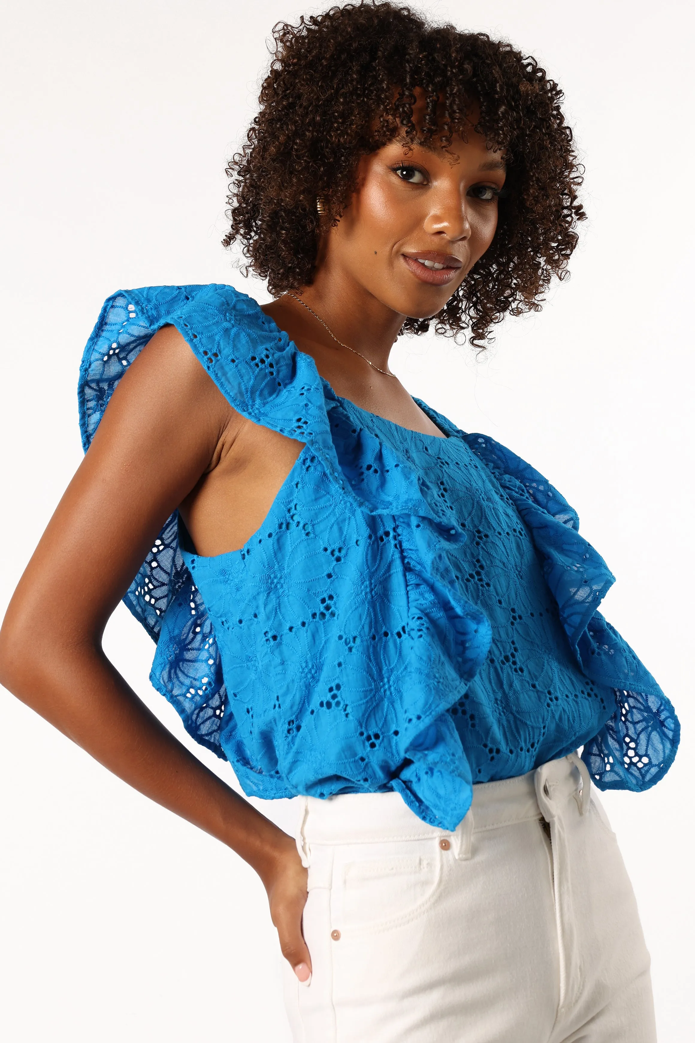 Danica Ruffle Top - Blue sold by Petal & Pup product image thumbnail 3