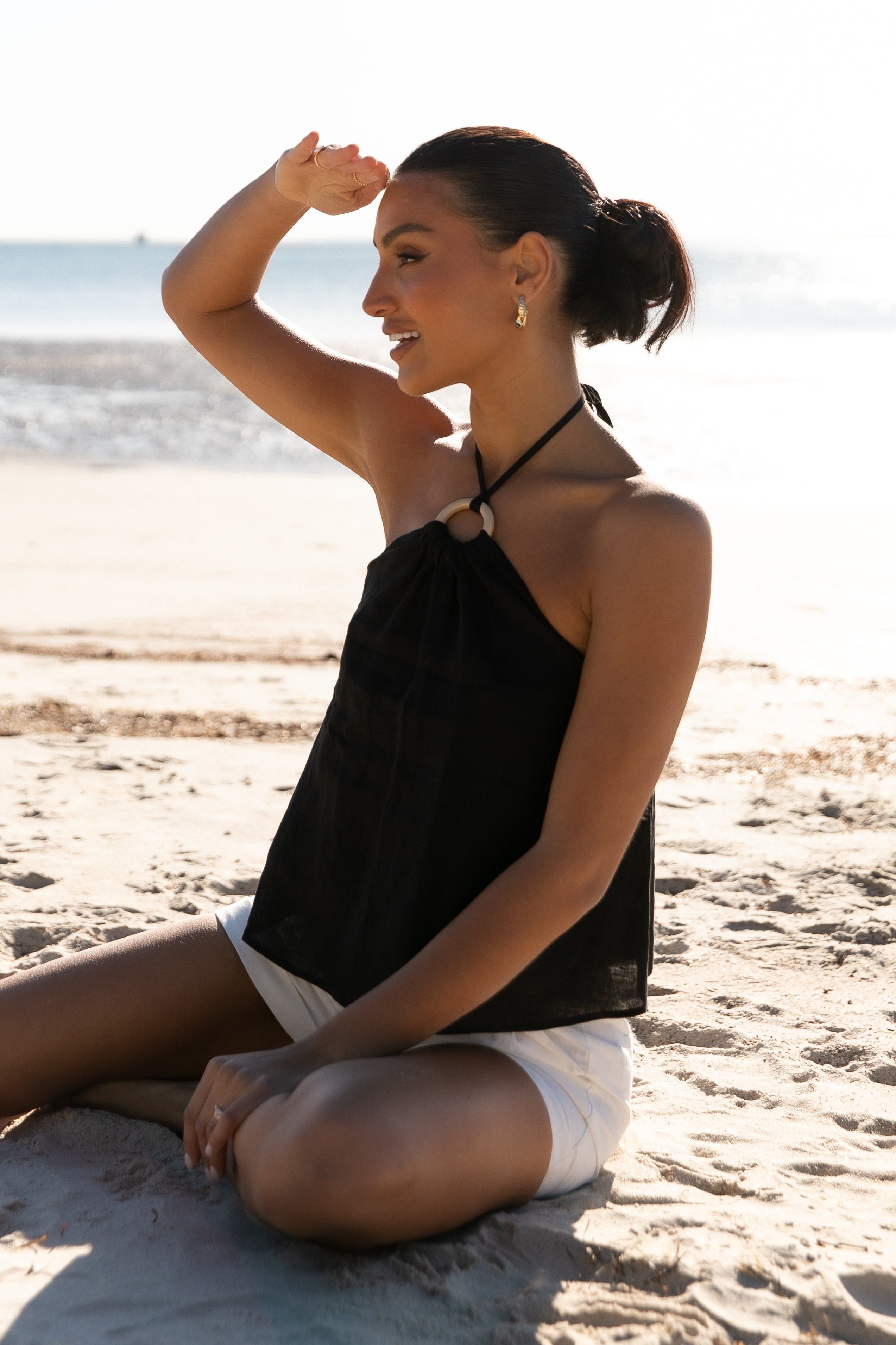 Kelly Halter Neck Top - Black sold by Petal & Pup