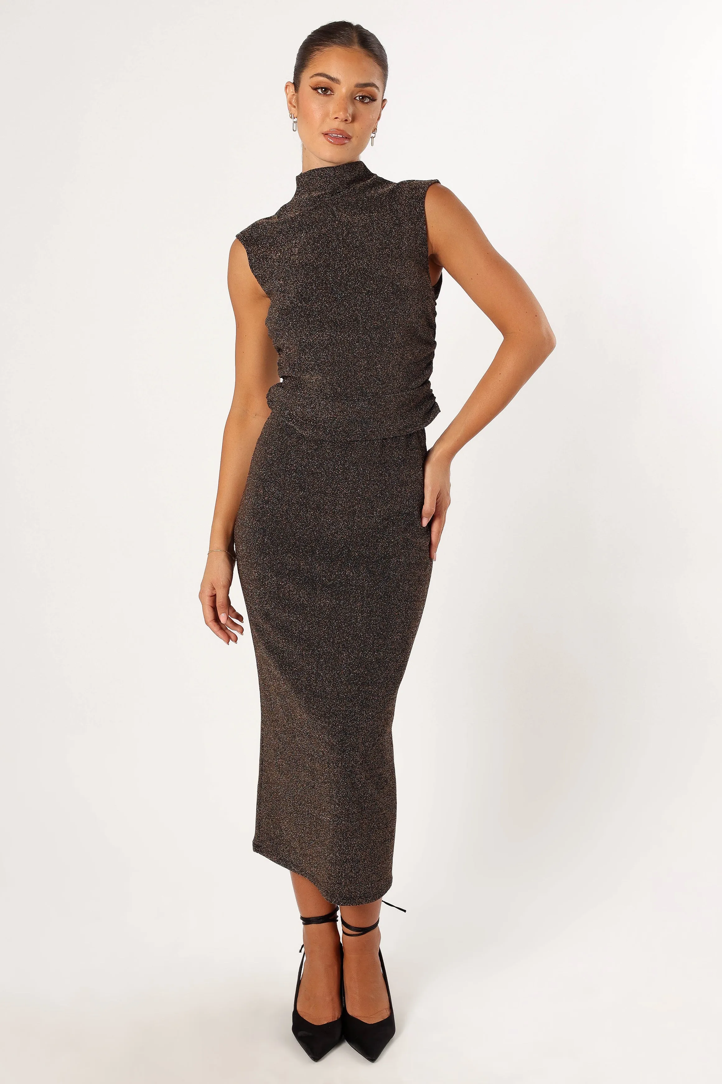 Valentina Mock Neck Top - Brown sold by Petal & Pup product image thumbnail 5