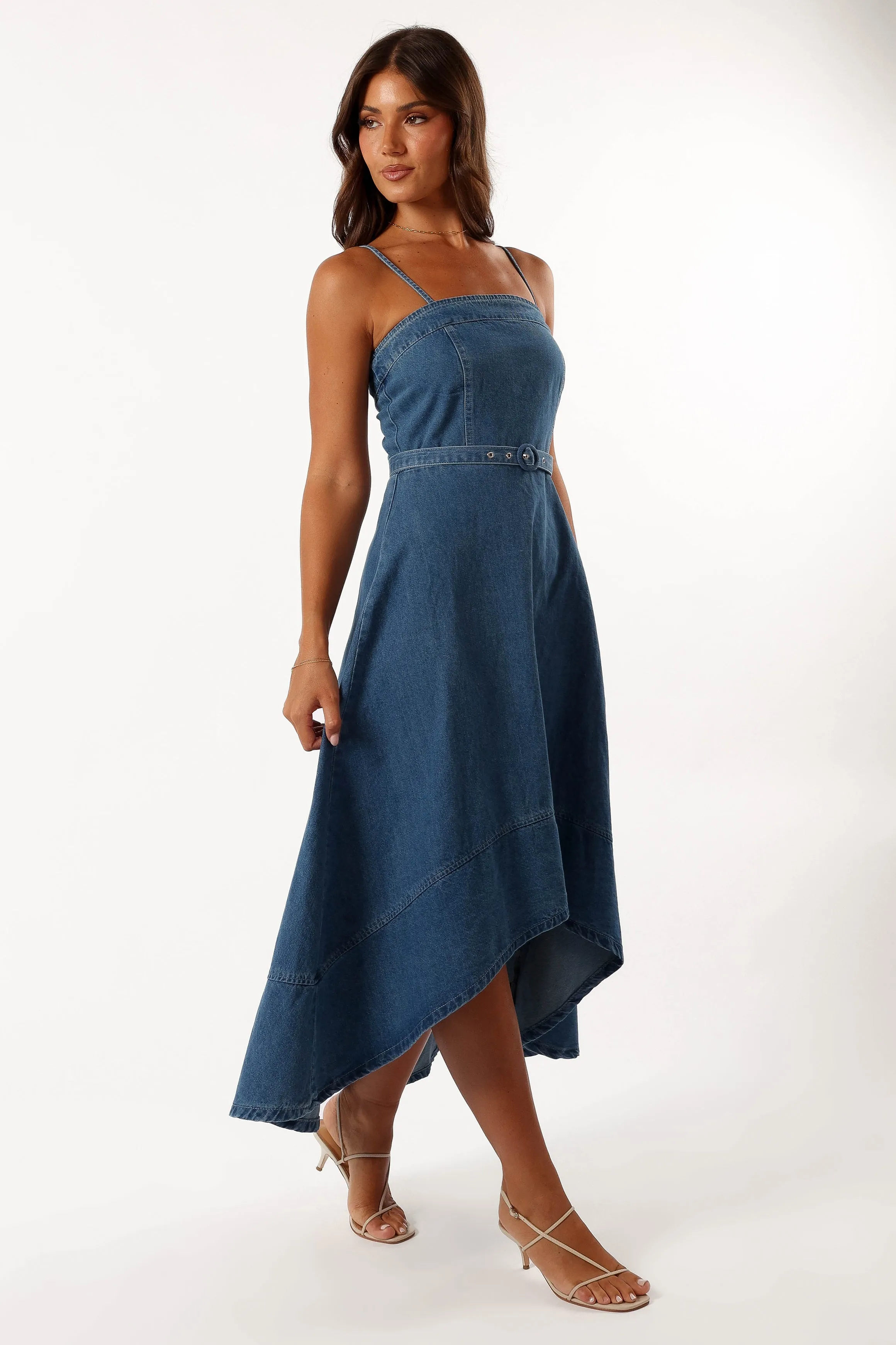 Cyrus Belted Midi Dress - Denim sold by Petal & Pup product image thumbnail 5