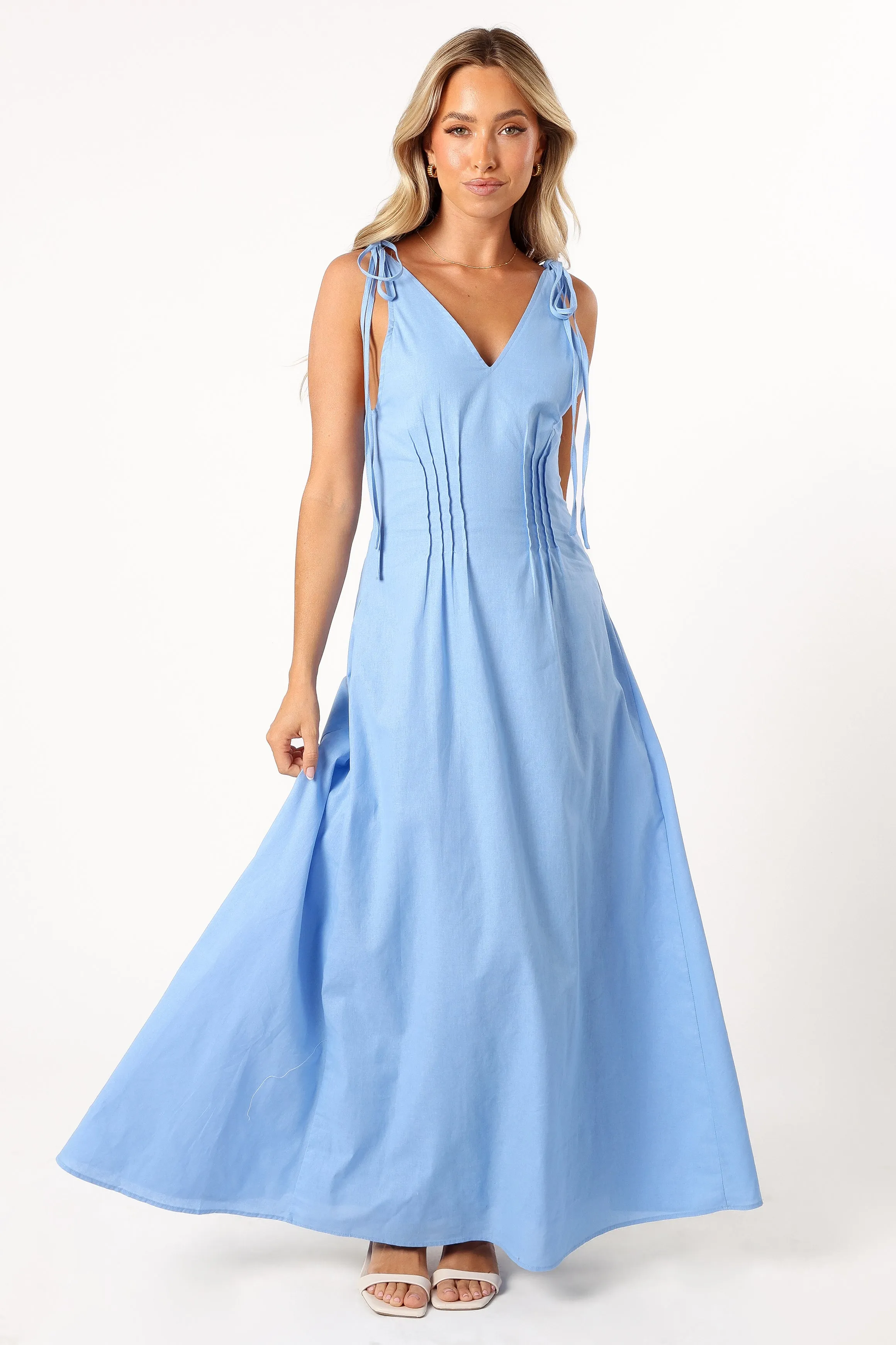 Lainey Tie Maxi Dress - Blue sold by Petal & Pup