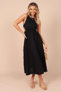 Aubrey Cutout Midi Dress - Black sold by Petal & Pup