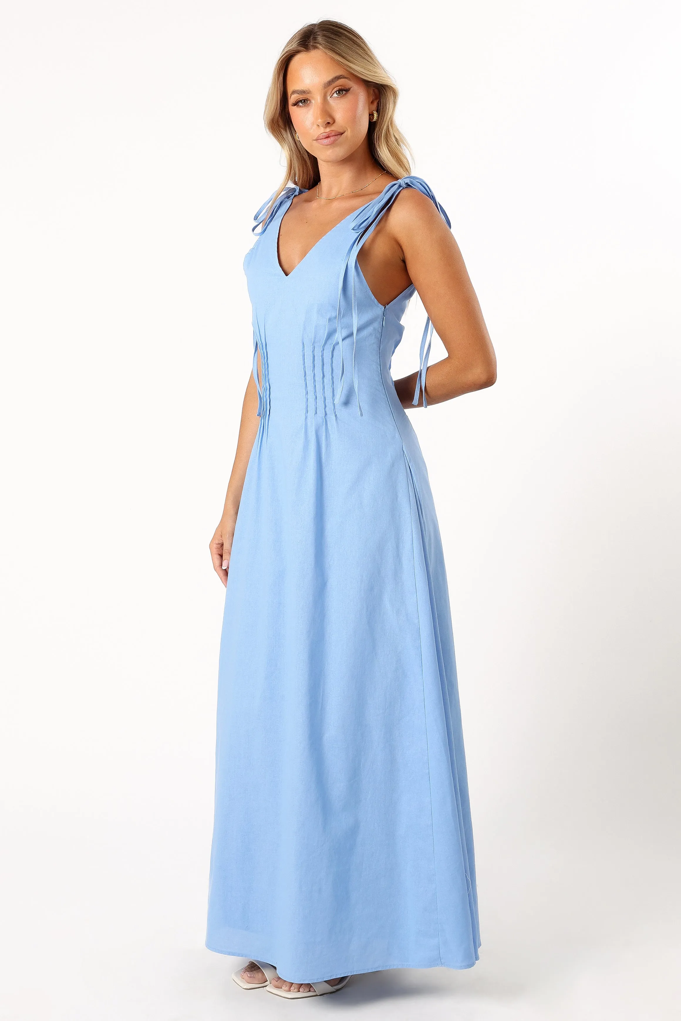 Lainey Tie Maxi Dress - Blue sold by Petal & Pup product image thumbnail 3