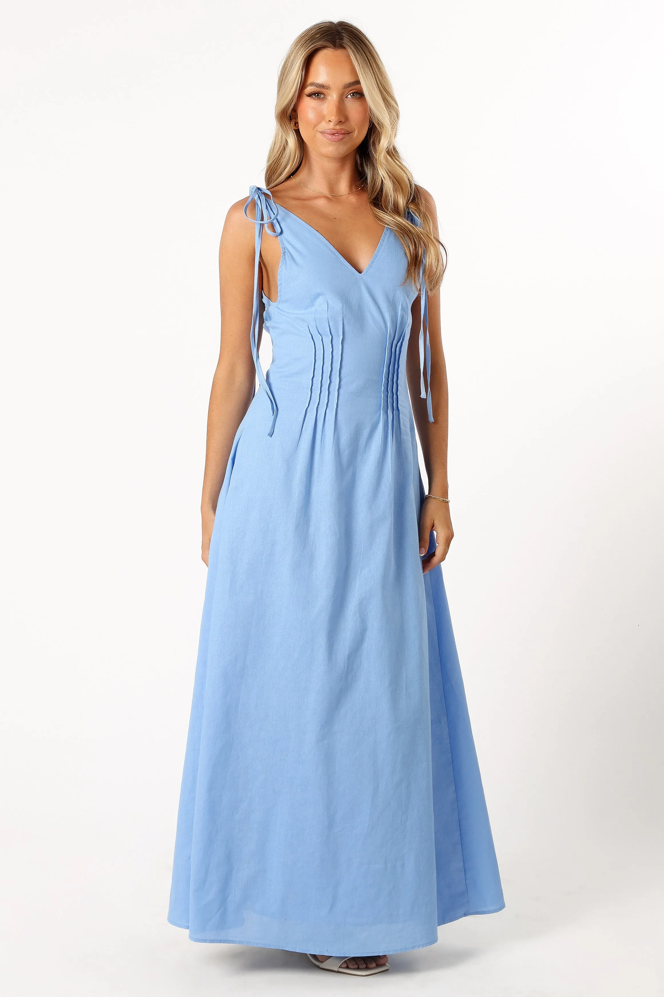 Lainey Tie Maxi Dress - Blue sold by Petal & Pup product image thumbnail 4