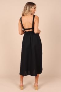 Aubrey Cutout Midi Dress - Black sold by Petal & Pup
