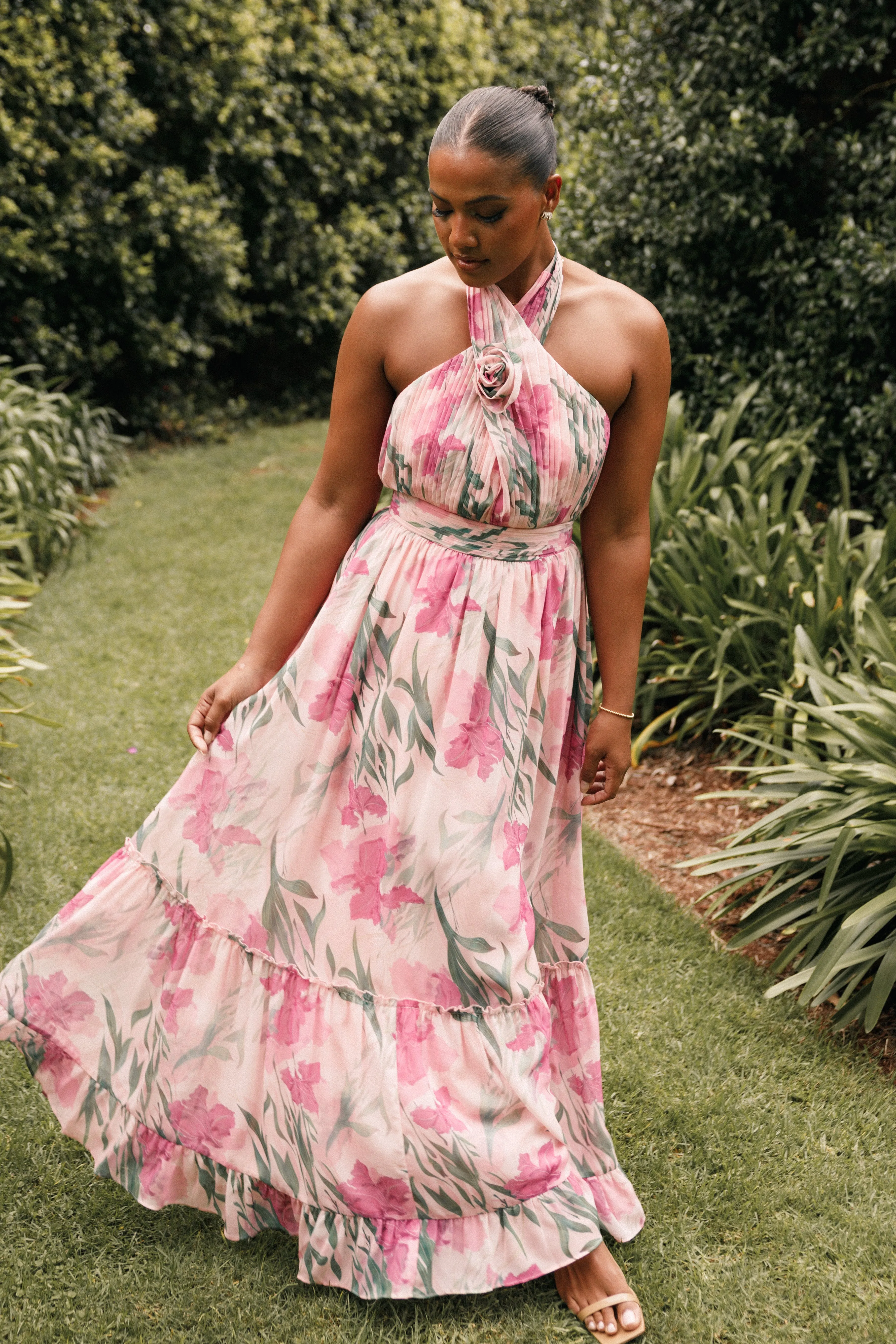 Lennon Halterneck Maxi Dress - Pink Floral sold by Petal & Pup product image thumbnail 2