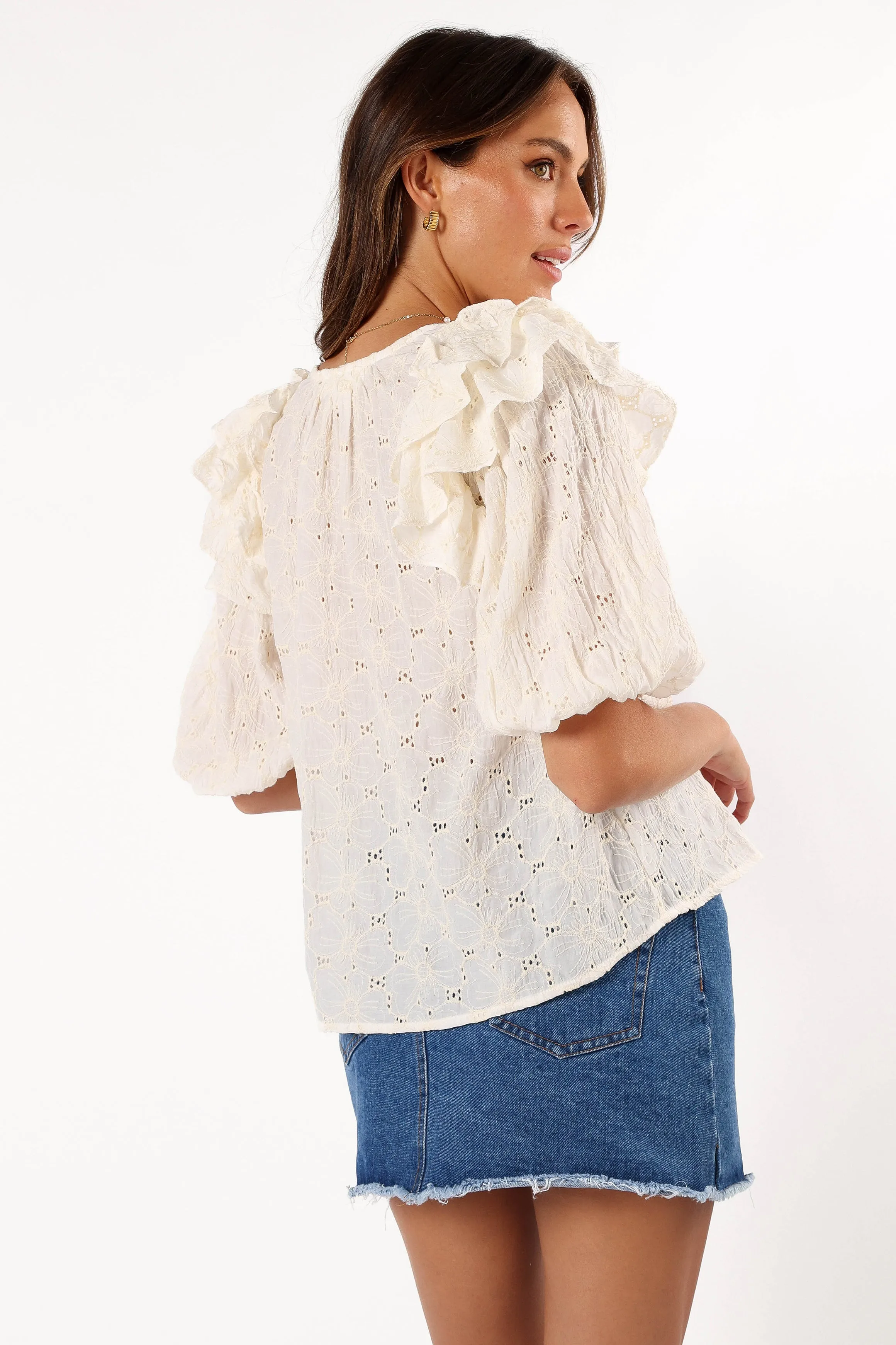 Iris Ruffled Top - Cream sold by Petal & Pup product image thumbnail 5