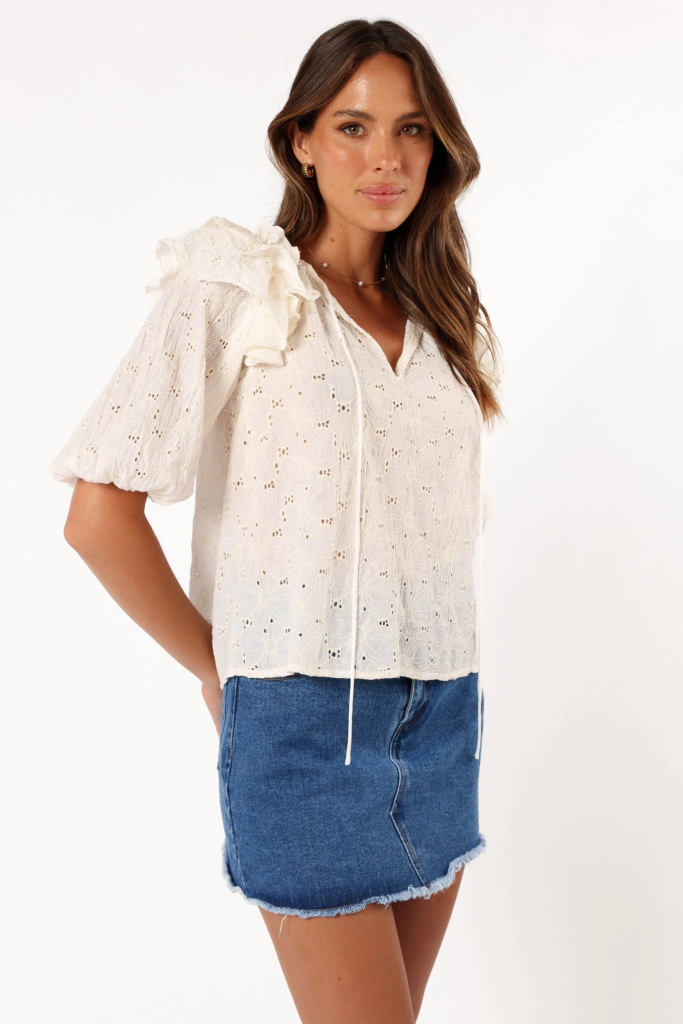 Iris Ruffled Top - Cream sold by Petal & Pup product image thumbnail 4