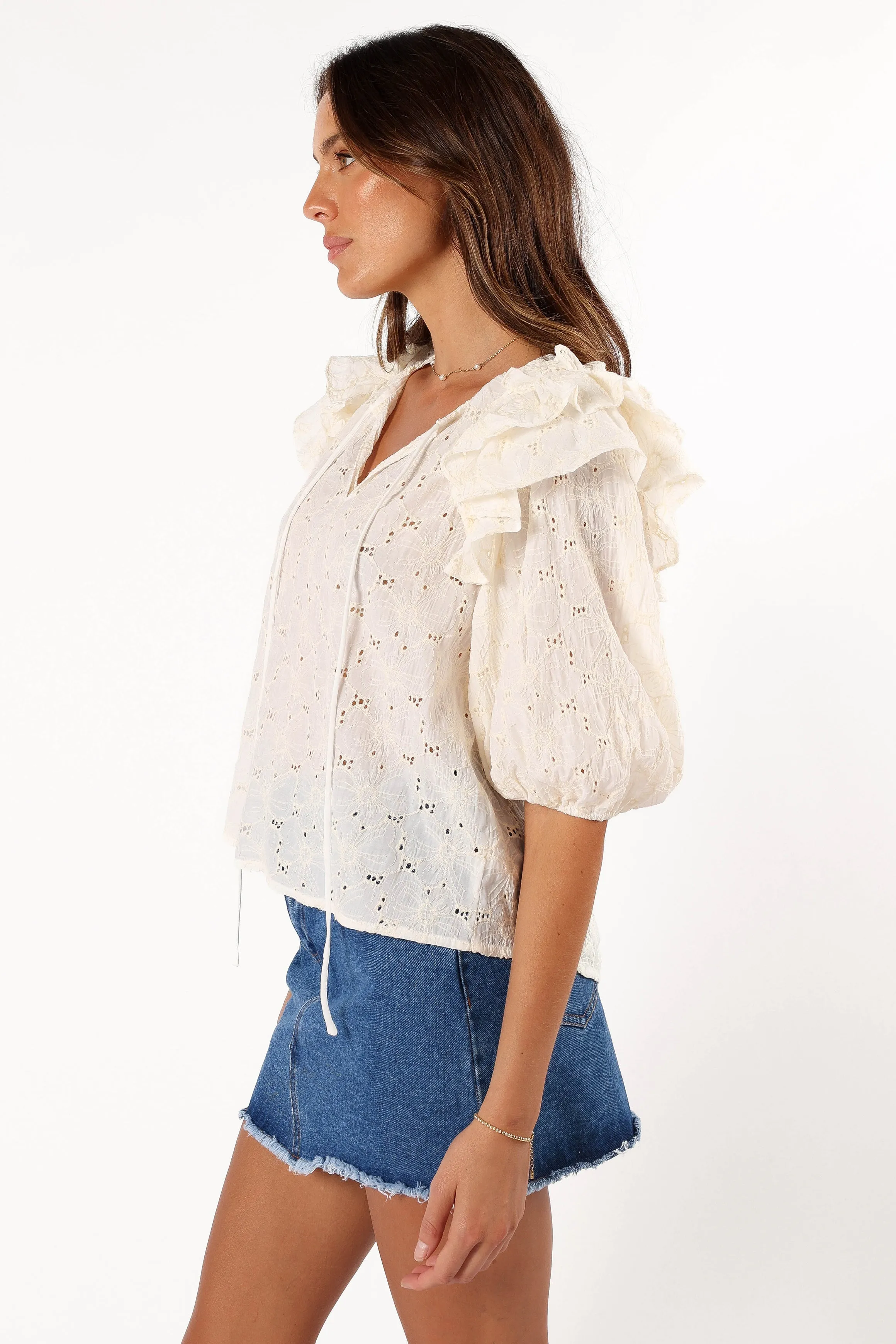 Iris Ruffled Top - Cream sold by Petal & Pup product image thumbnail 3