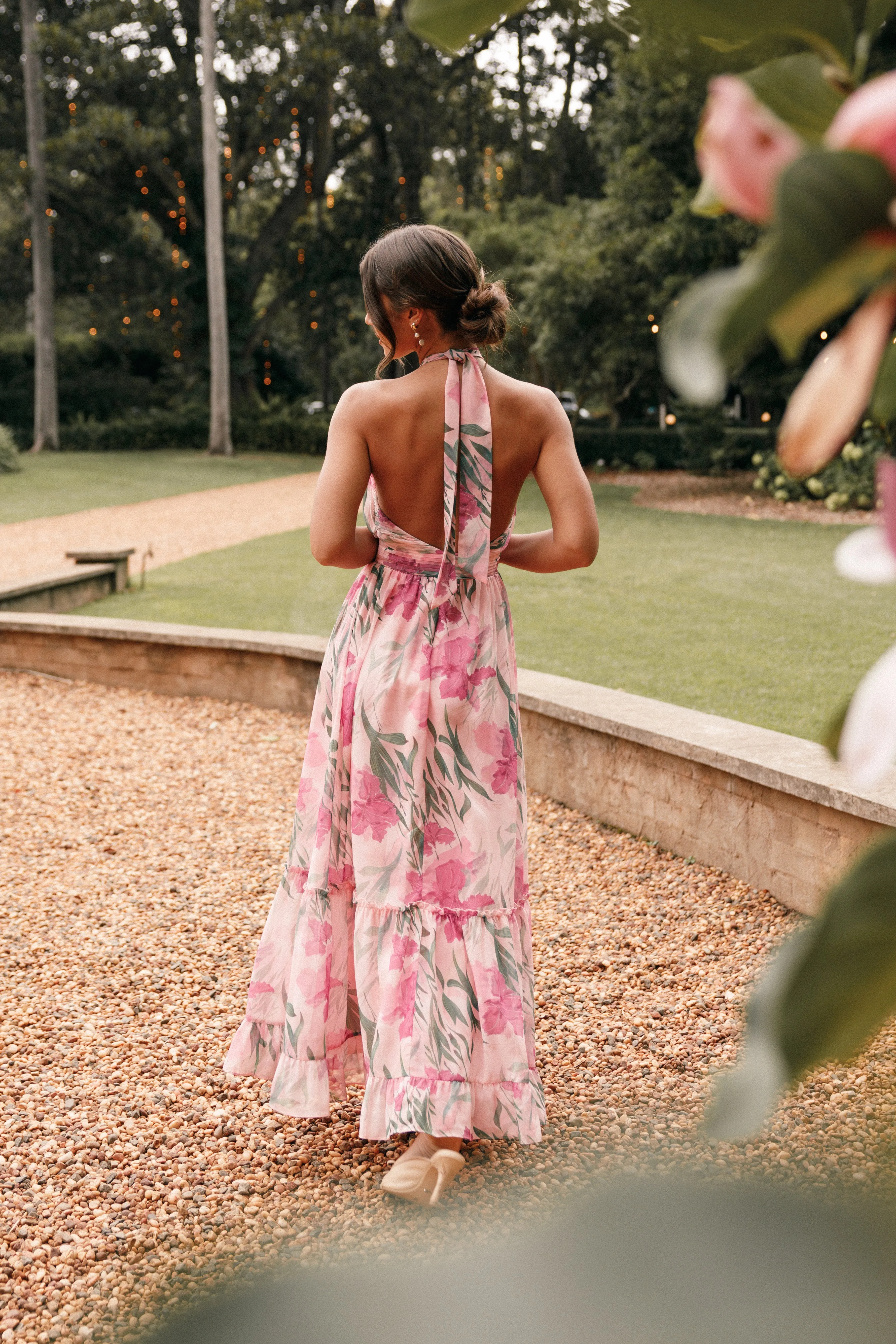 Lennon Halterneck Maxi Dress - Pink Floral sold by Petal & Pup