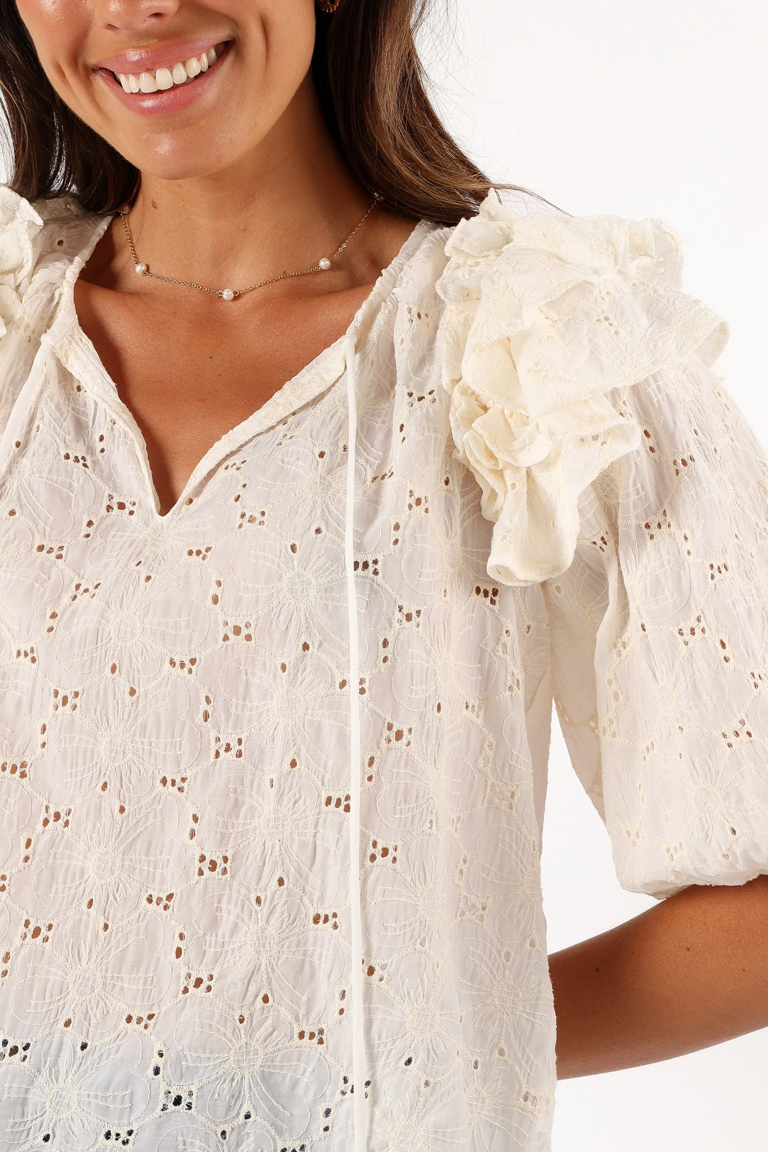 Iris Ruffled Top - Cream sold by Petal & Pup product image thumbnail 2