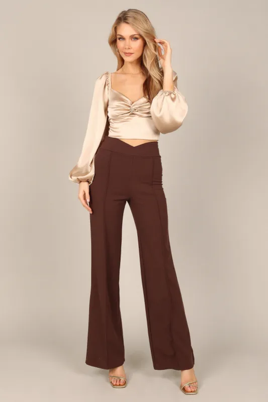 Archie High Waisted Tailored Pants - Mocha sold by Petal & Pup