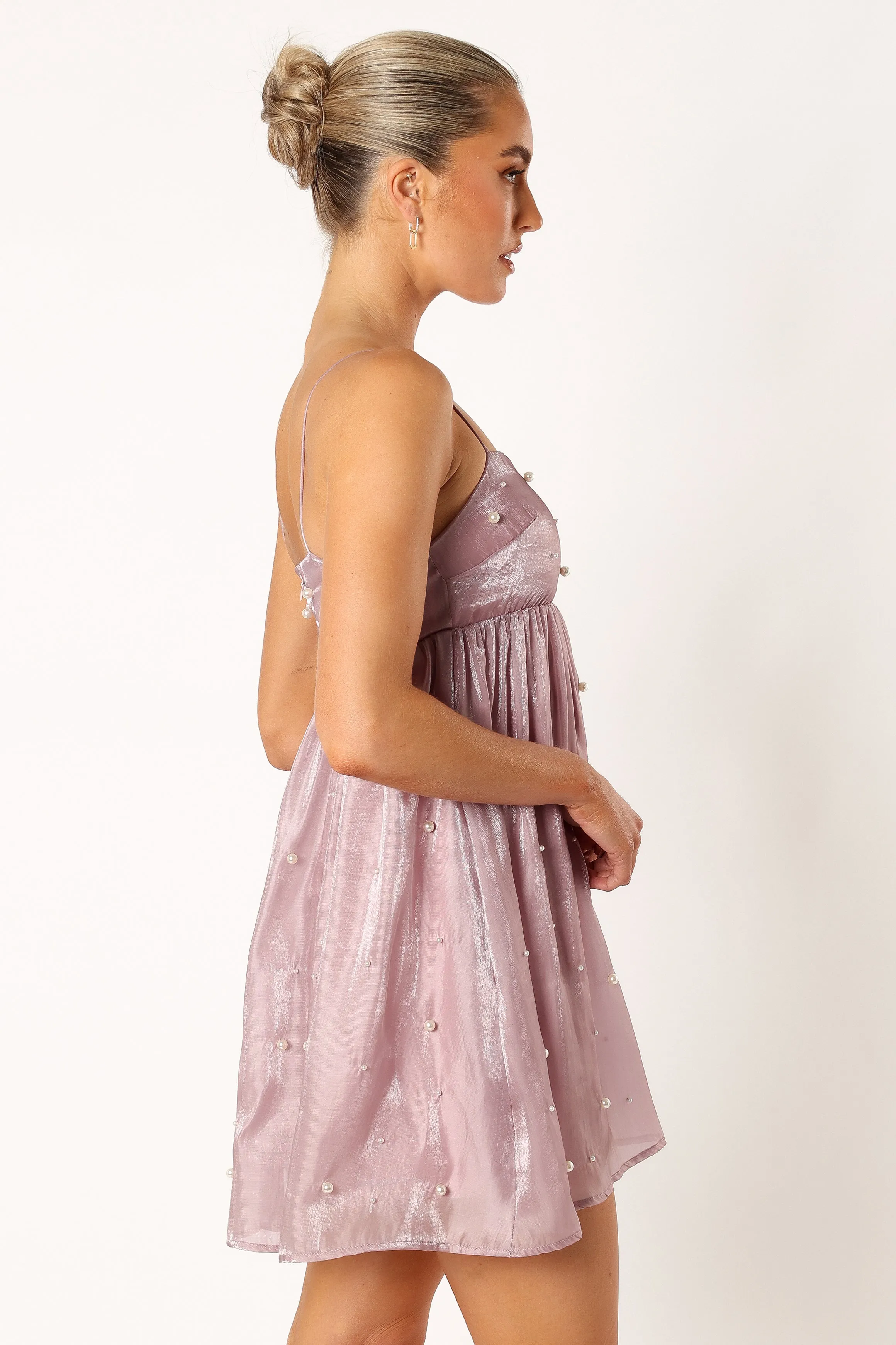 Silase Pearl Trim Mini Dress - Mauve sold by Petal & Pup product image thumbnail 4