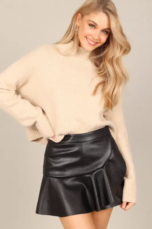 Kayla Faux Leather Skort - Black sold by Petal & Pup
