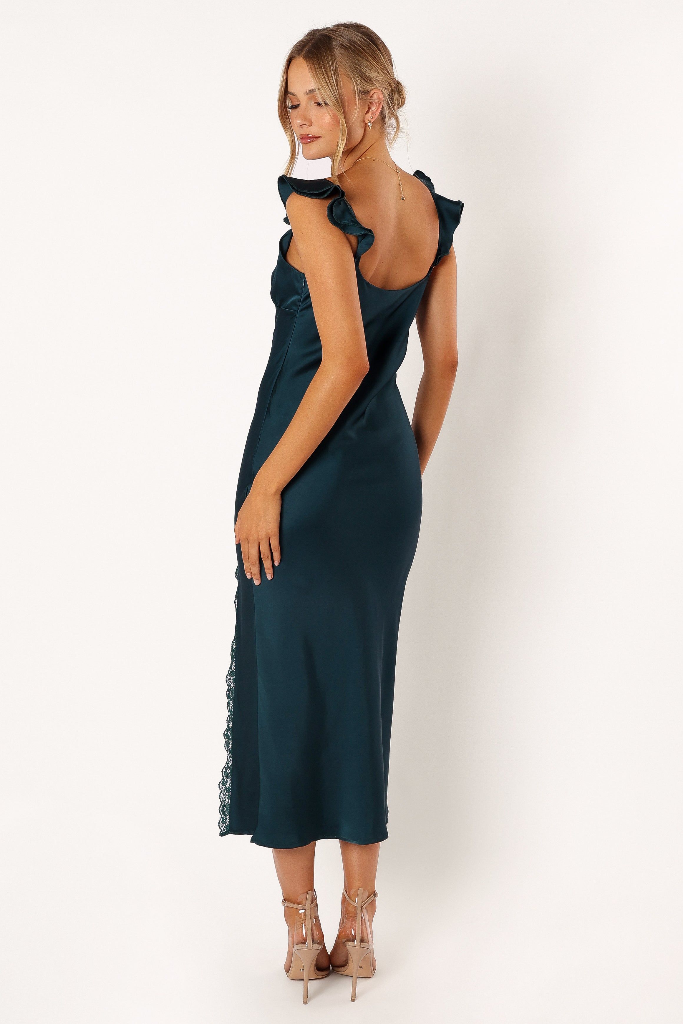 Quintin Frill Midi Dress - Emerald sold by Petal & Pup product image thumbnail 4