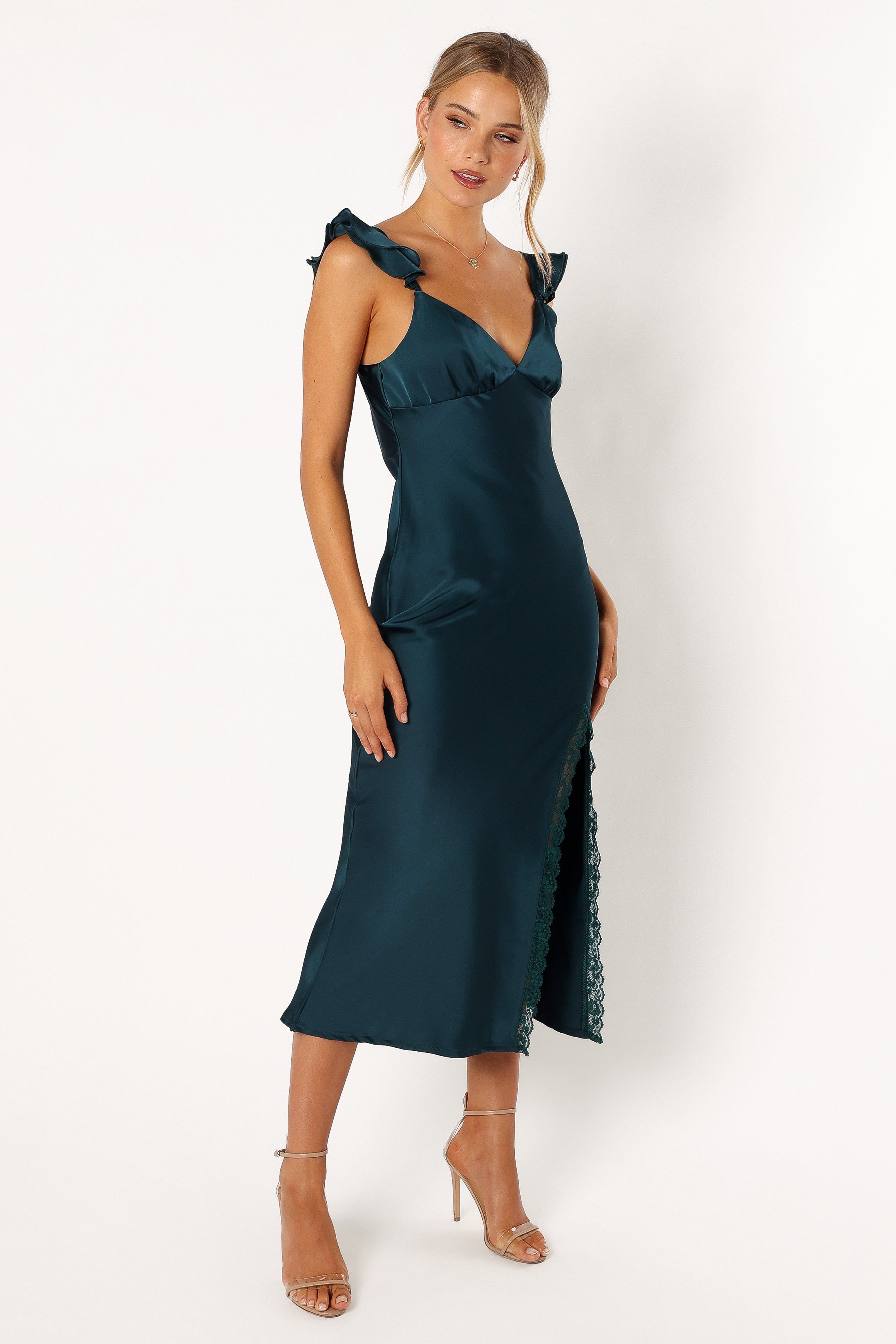 Quintin Frill Midi Dress - Emerald sold by Petal & Pup product image thumbnail 5