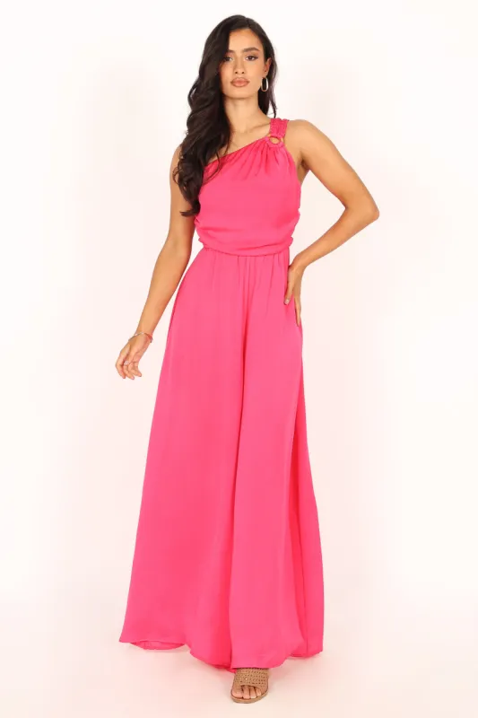 Sunanda One Shoulder Jumpsuit - Fuchsia sold by Petal & Pup