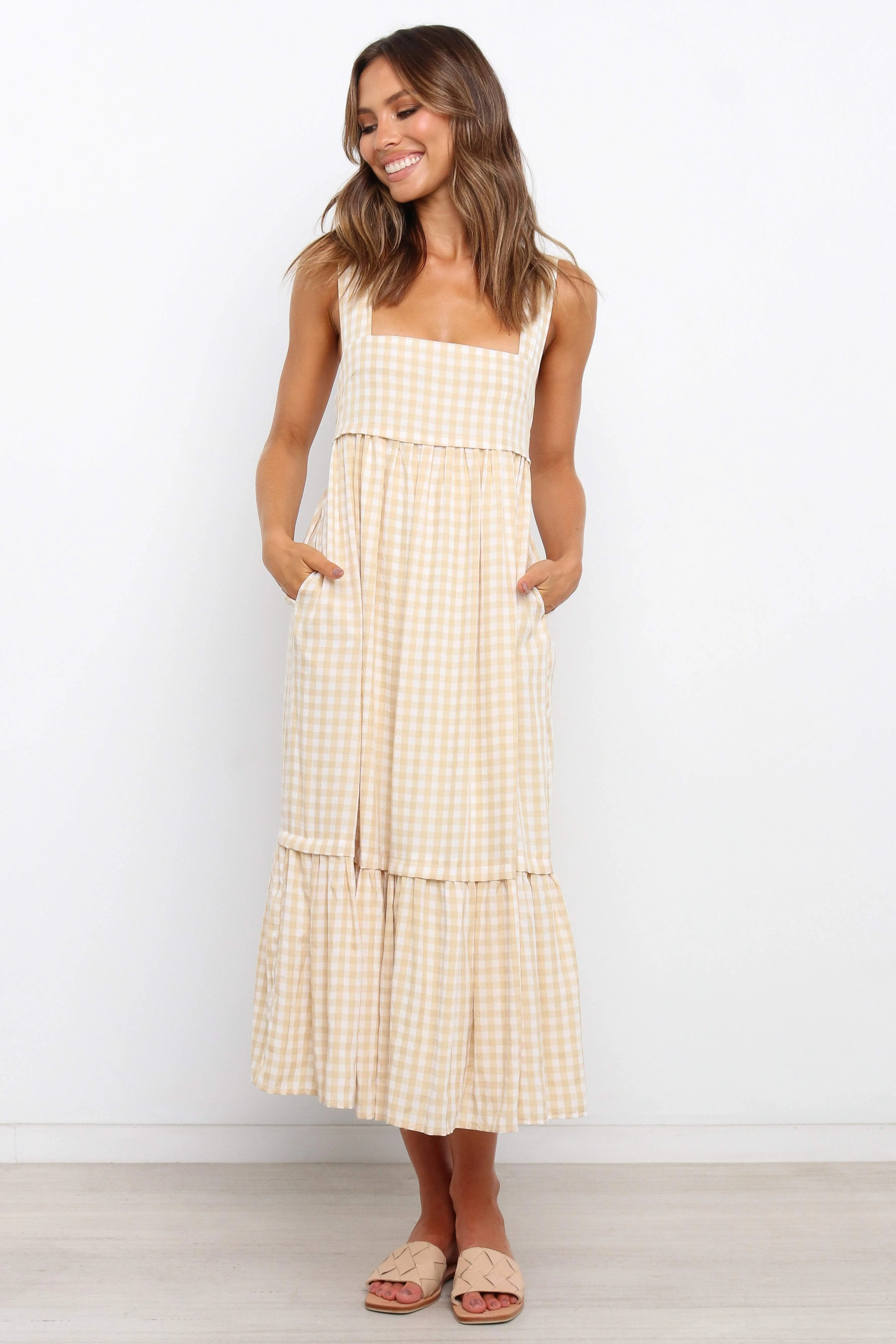 Prudence Dress - Beige Gingham sold by Petal & Pup product image thumbnail 4