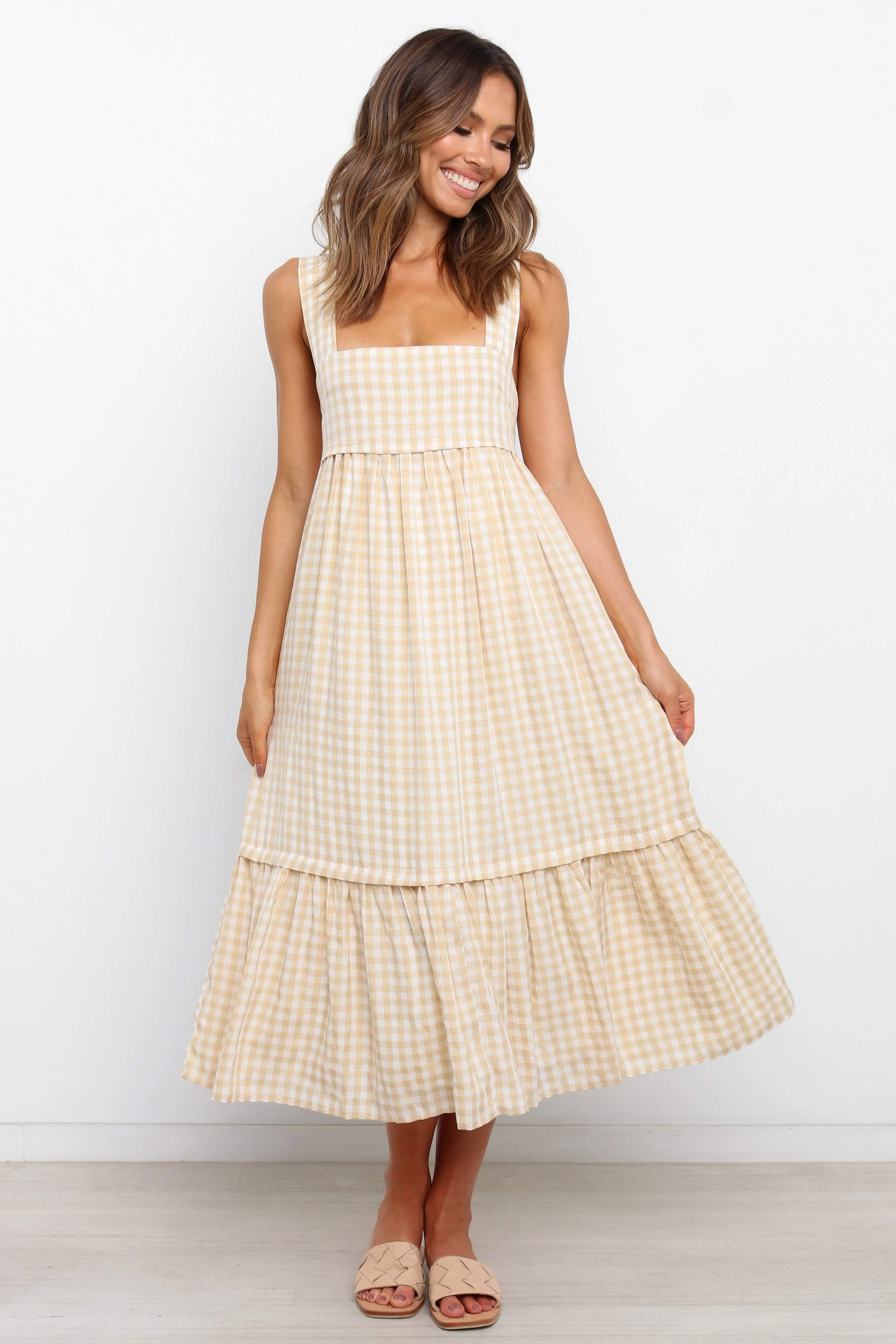 Prudence Dress - Beige Gingham sold by Petal & Pup product image thumbnail 3