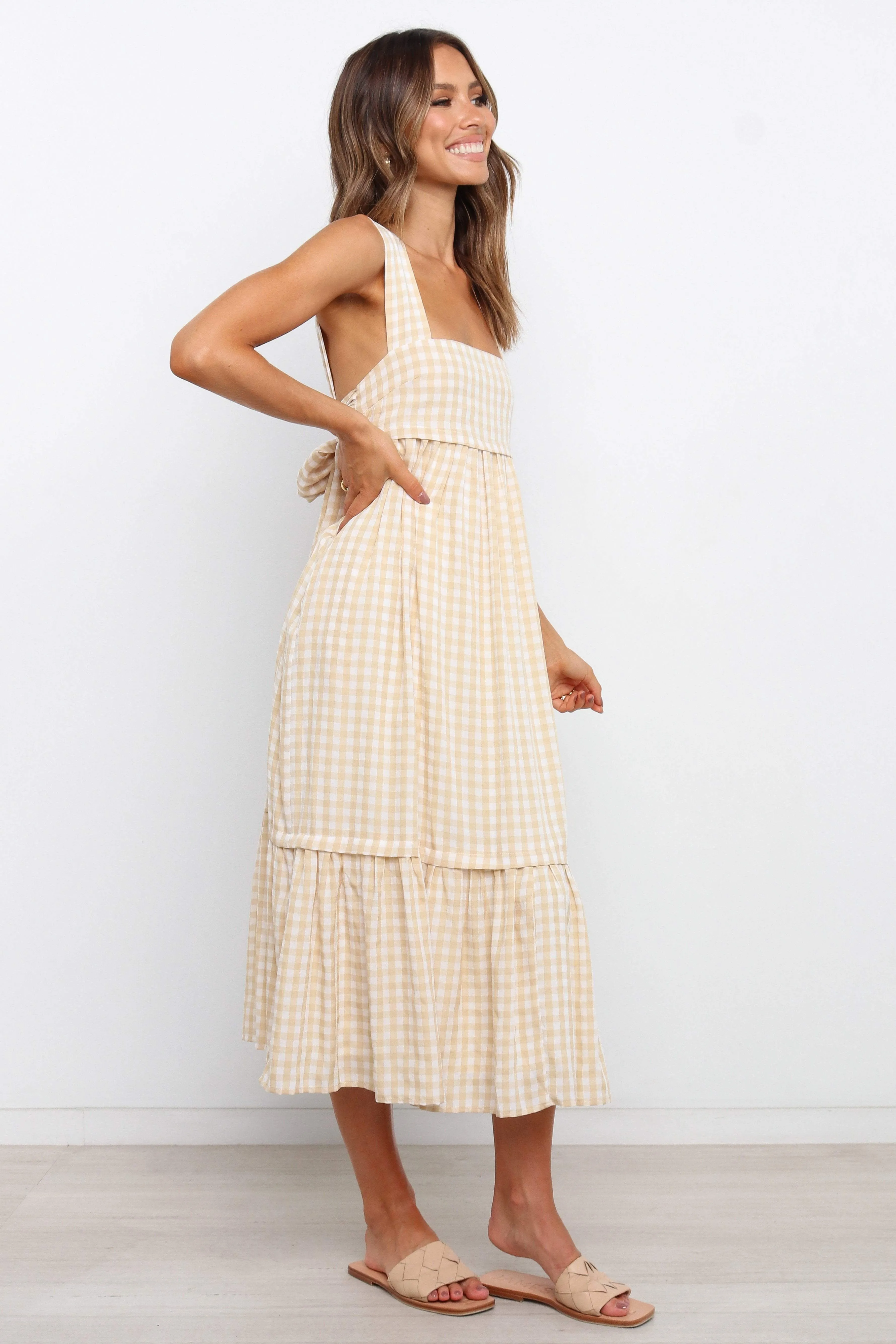 Prudence Dress - Beige Gingham sold by Petal & Pup product image thumbnail 5