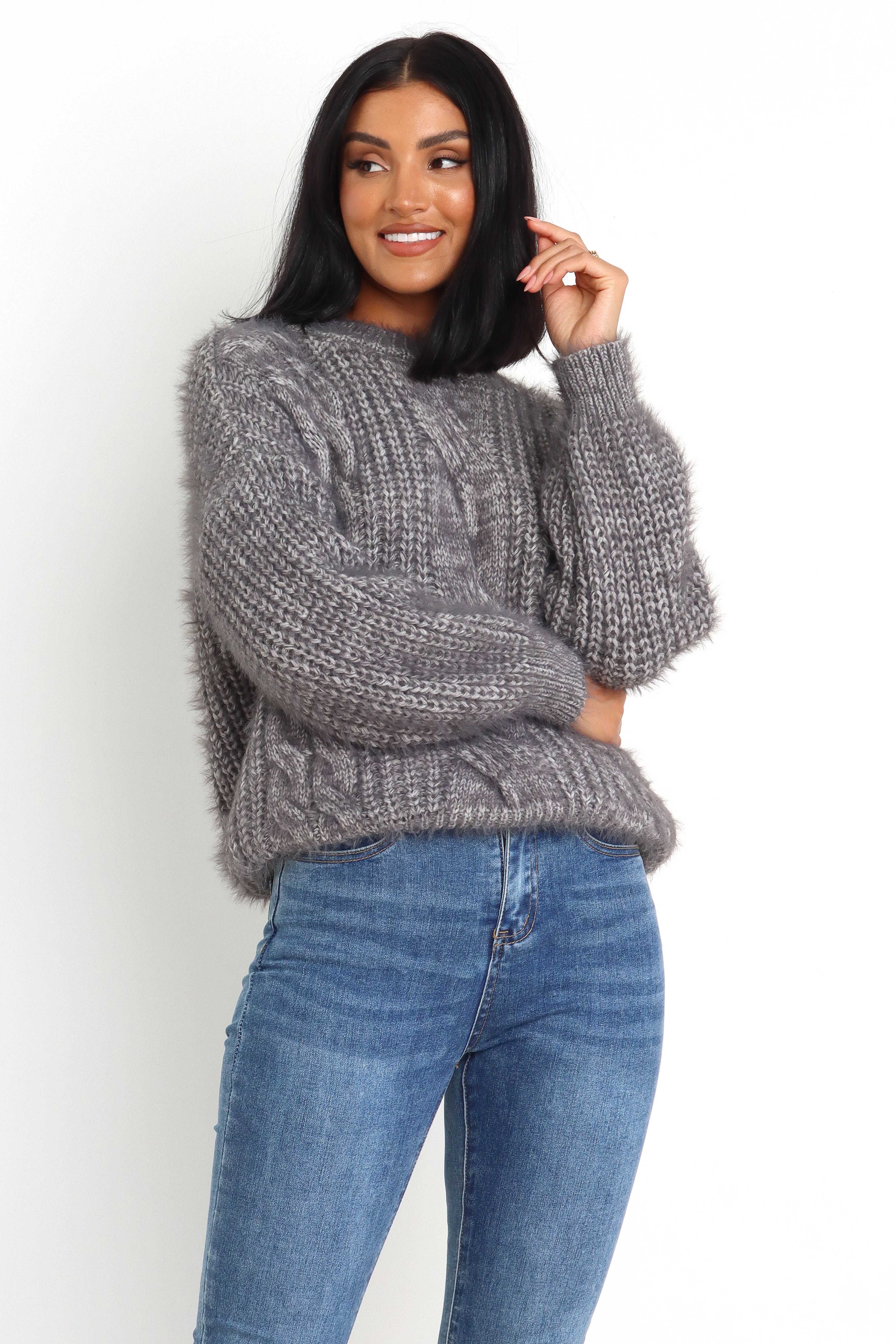 Jessica Knit Sweater - Grey sold by Petal & Pup