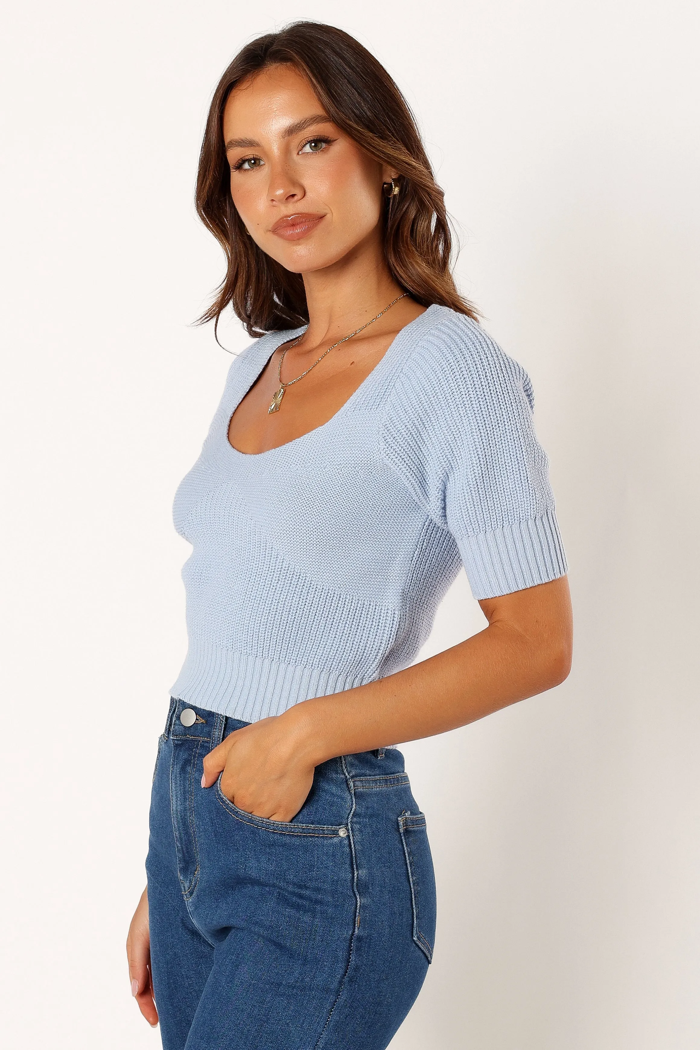 Lola Knit Top - Sky Blue sold by Petal & Pup