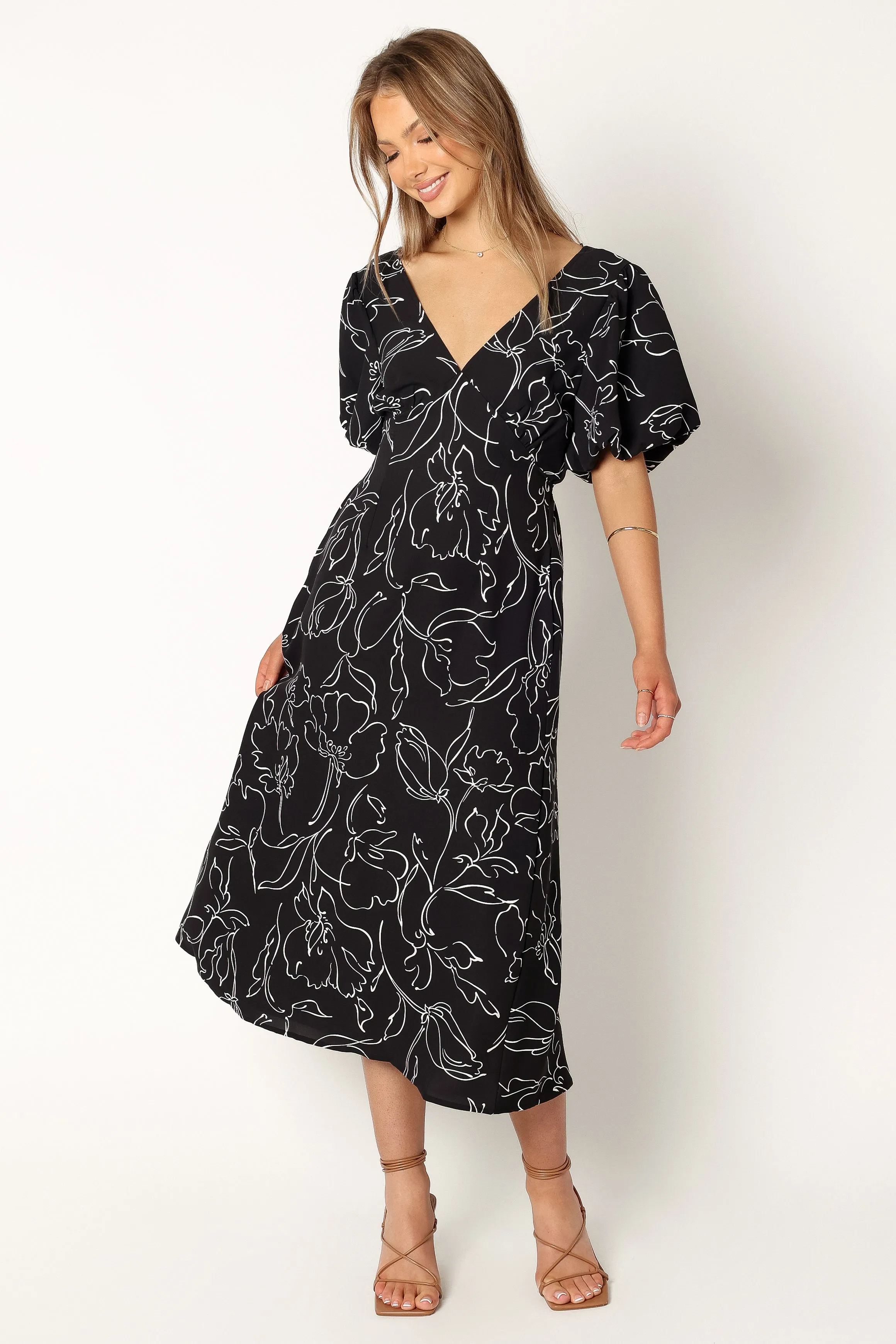 Hallie Midi Dress - Black White sold by Petal & Pup product image thumbnail 2