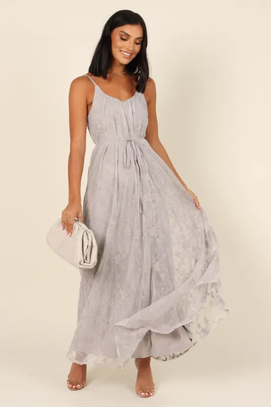Jenny Lace Maxi Dress - Grey sold by Petal & Pup