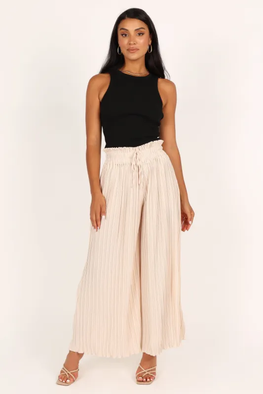 Jayden Pleated Pant - Cream sold by Petal & Pup