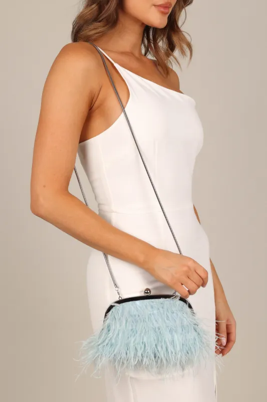 Evelyn Feather Bag - Blue sold by Petal & Pup