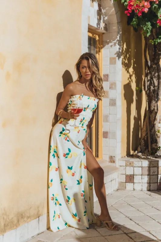 Mikaela Maxi Dress - Lemon Print sold by Petal & Pup