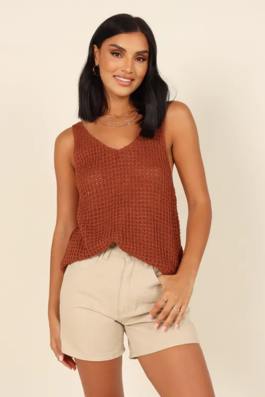 Hilary Knit Tank Top - Brown made by Petal & Pup