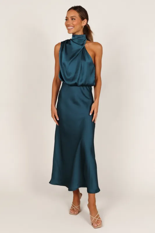Anabelle Halter Neck Maxi Dress - Teal sold by Petal & Pup