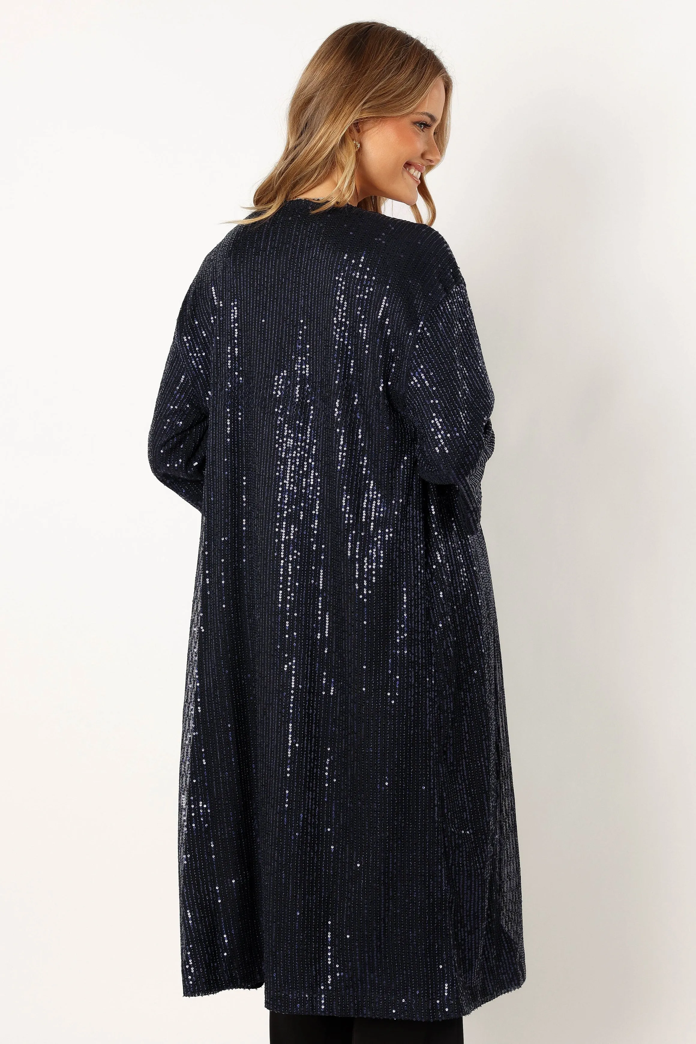 Karsyn Open Front Sequin Duster - Navy sold by Petal & Pup product image thumbnail 3